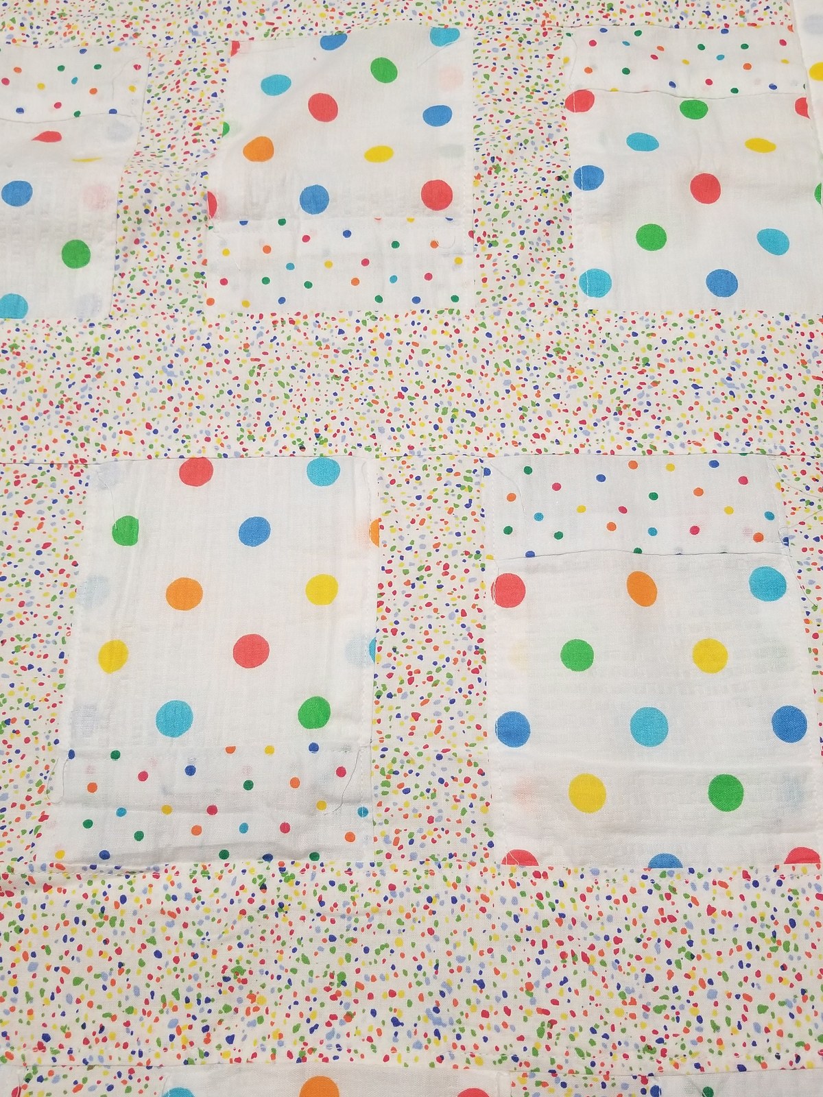 Handmade Polka Dot Baby Quilt, Cotton Lap Quilt(34"x43"), Nursery Decor, Baby Shower Gift, Stroller Blanket, New Baby Gift, view 2