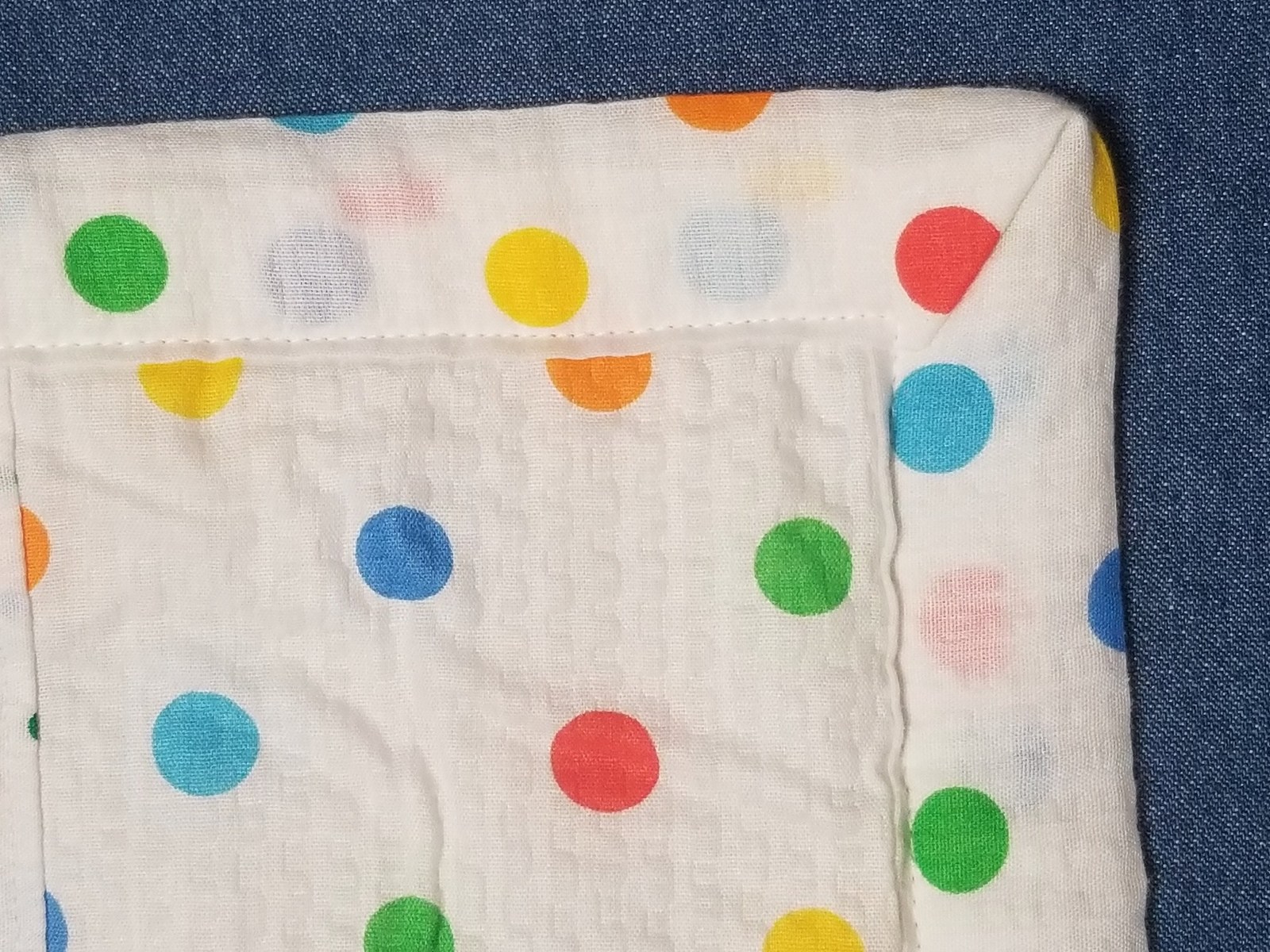 Handmade Polka Dot Baby Quilt, Cotton Lap Quilt(34"x43"), Nursery Decor, Baby Shower Gift, Stroller Blanket, New Baby Gift, view 4