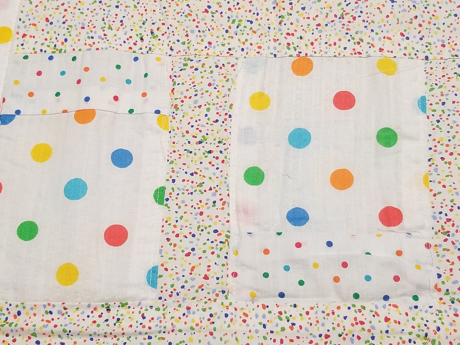 Handmade Polka Dot Baby Quilt, Cotton Lap Quilt(34"x43"), Nursery Decor, Baby Shower Gift, Stroller Blanket, New Baby Gift, view 5