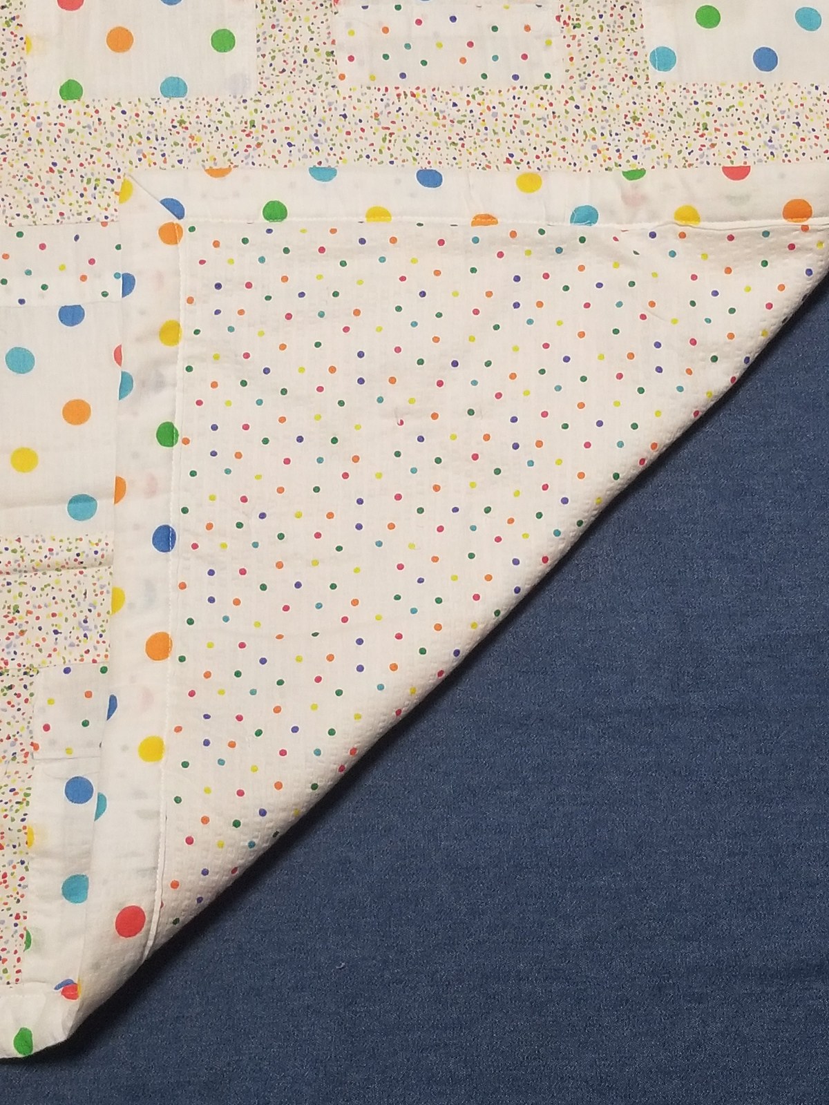 Handmade Polka Dot Baby Quilt, Cotton Lap Quilt(34"x43"), Nursery Decor, Baby Shower Gift, Stroller Blanket, New Baby Gift, view 7