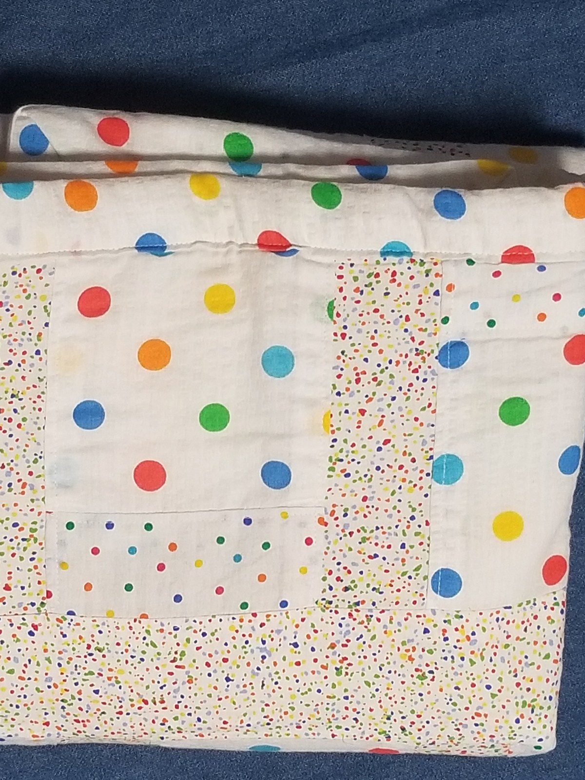 Handmade Polka Dot Baby Quilt, Cotton Lap Quilt(34"x43"), Nursery Decor, Baby Shower Gift, Stroller Blanket, New Baby Gift, view 9