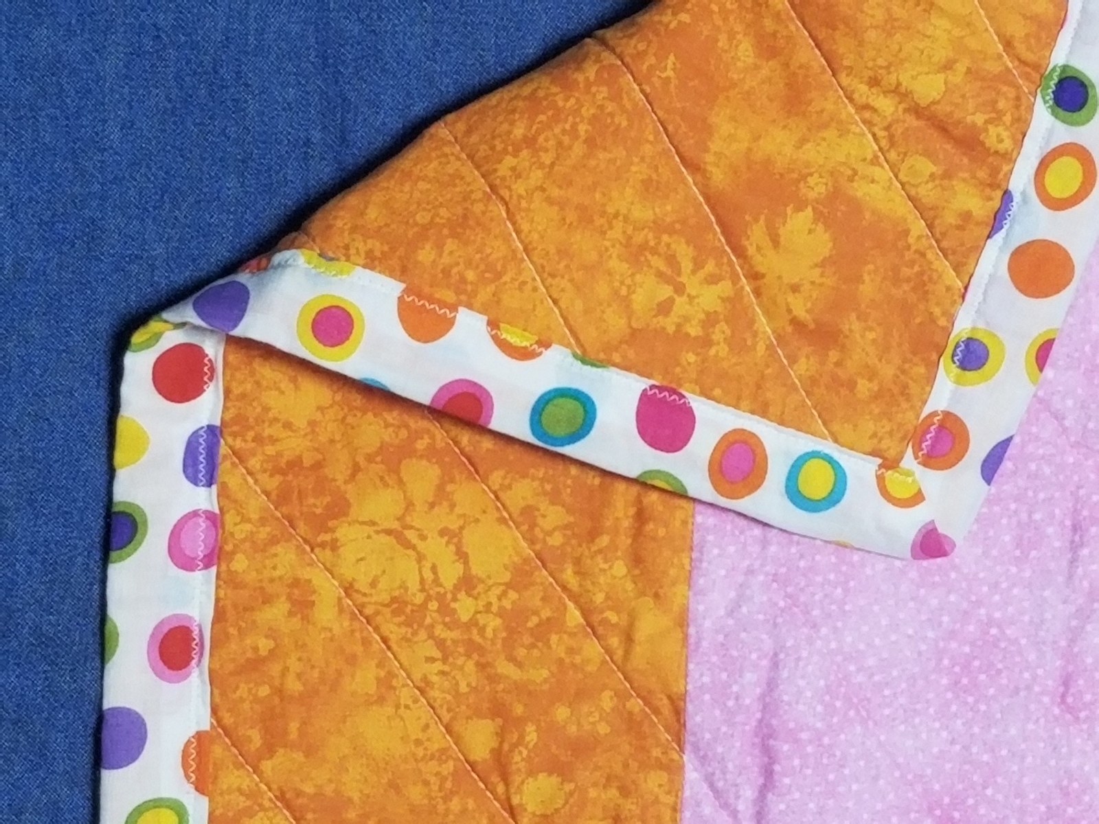 Handmade Log Cabin Baby Quilt, Colorful Patchwork Flannel Stroller Blanket (31"x34"), Baby Shower Gift, view 9