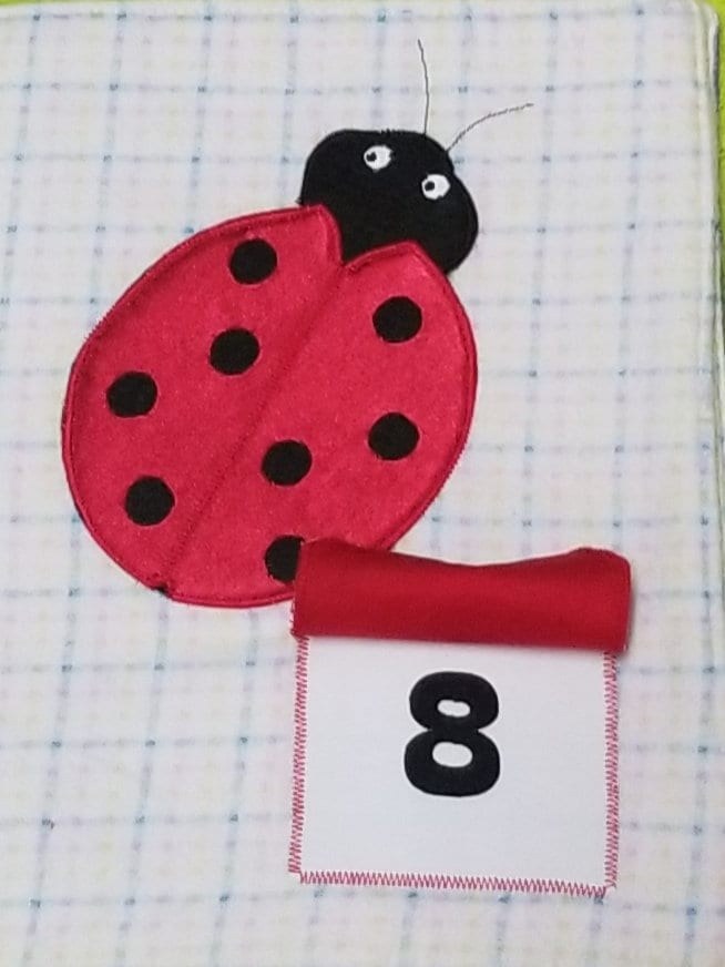 Handmade Fabric Counting Book 1-10, Montessori Toddler Quiet Book, Lift-the-Flap Sensory Book, Ready to Ship Learning Gift, view 9