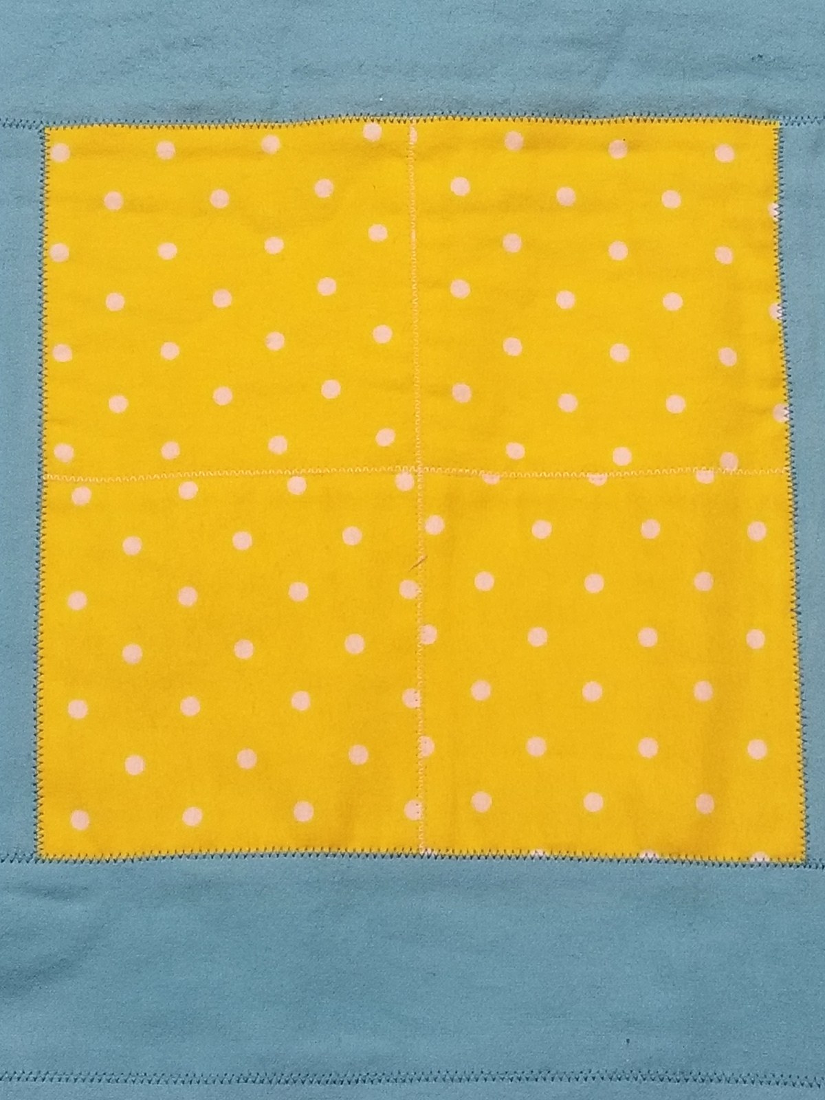 Handmade Flannel Baby Quilt, Turquoise & Yellow Polka Dot Chevron Lap Quilt(41"x54"), Baby Shower Gift, Nursery Decor, view 3