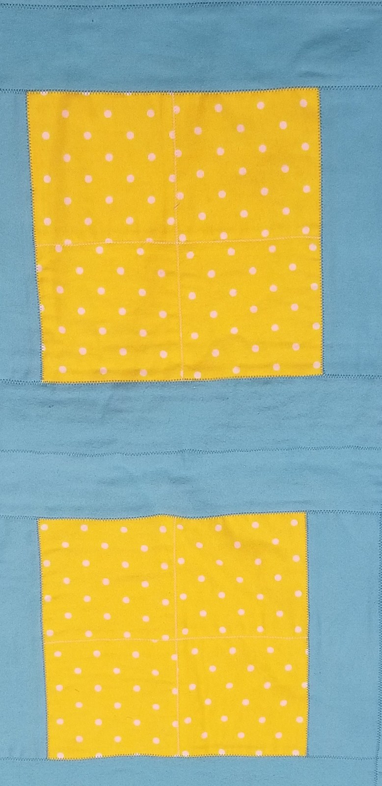 Handmade Flannel Baby Quilt, Turquoise & Yellow Polka Dot Chevron Lap Quilt(41"x54"), Baby Shower Gift, Nursery Decor, view 7
