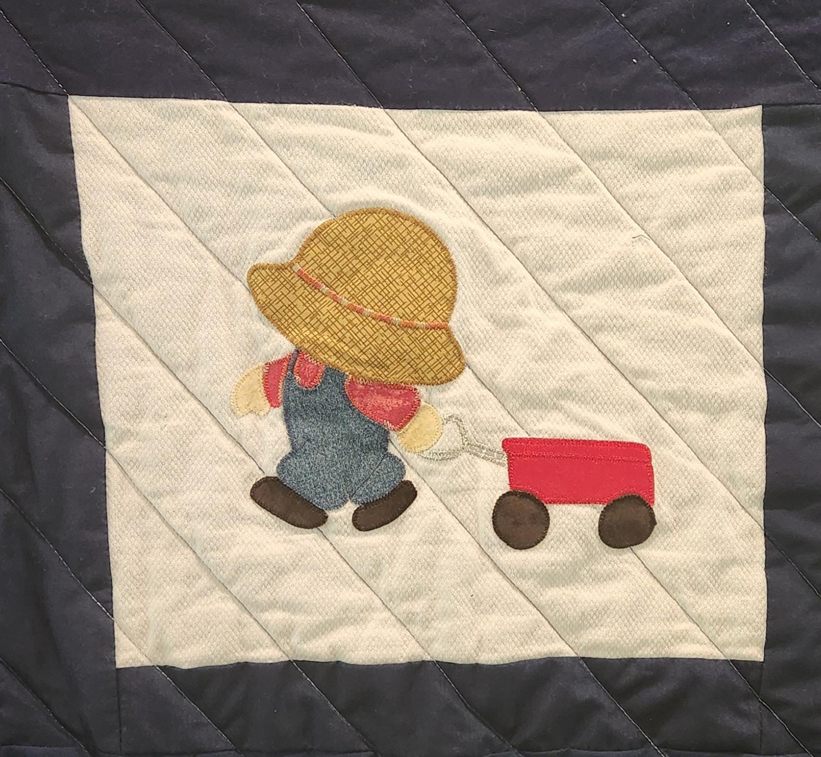 One-of-a-Kind Boy's Farmyard Quilt with Vintage Cotton Appliques, view 2