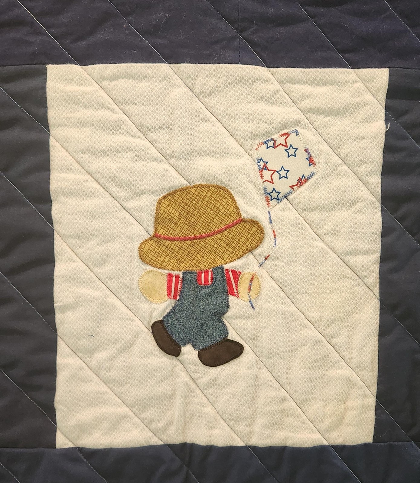 One-of-a-Kind Boy's Farmyard Quilt with Vintage Cotton Appliques, view 3