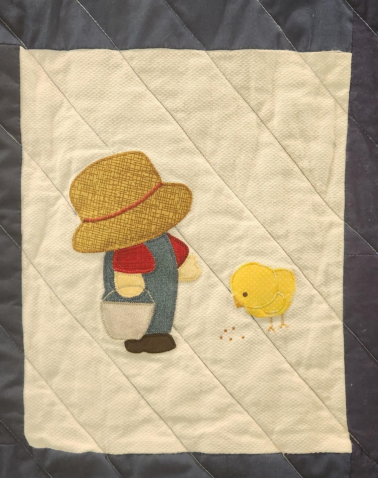 One-of-a-Kind Boy's Farmyard Quilt with Vintage Cotton Appliques, view 7