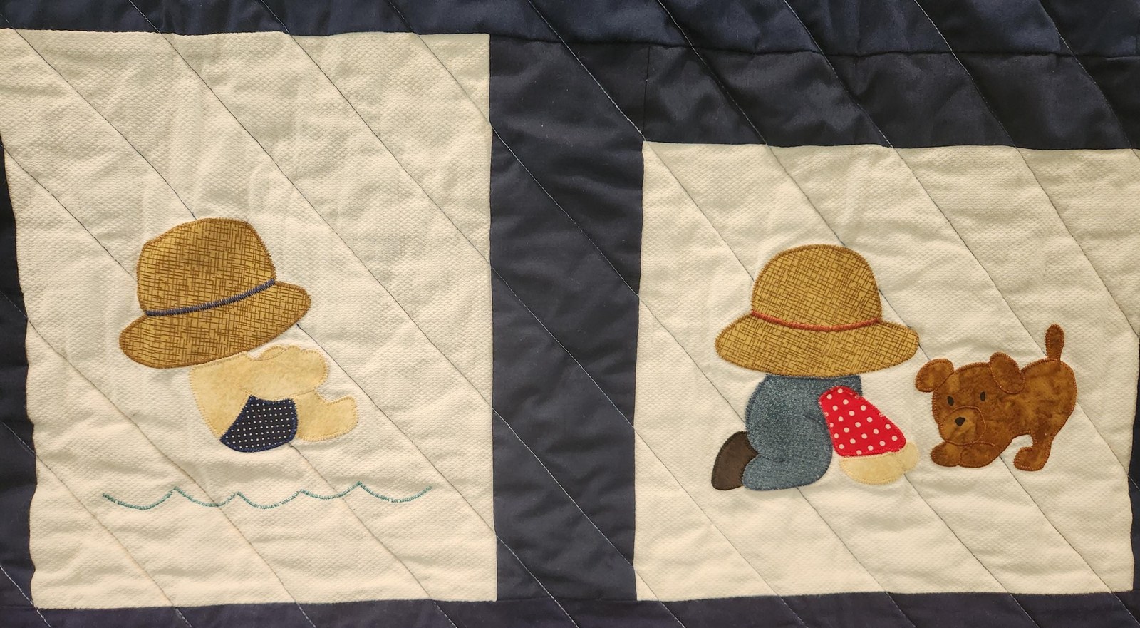 One-of-a-Kind Boy's Farmyard Quilt with Vintage Cotton Appliques, view 9
