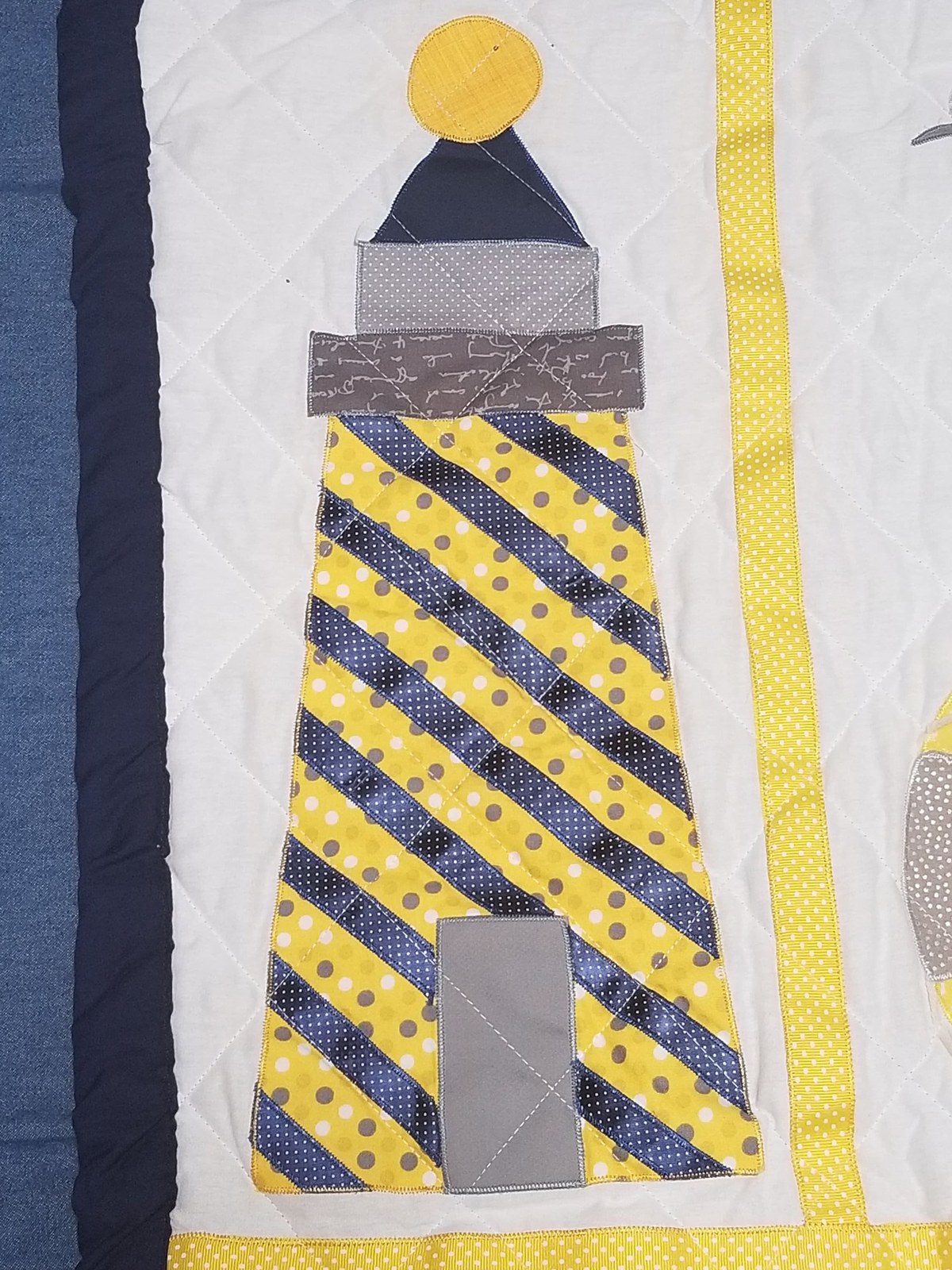 Handmade Nautical Baby Quilt with Sailboat and Whale Appliques for the Nursery, view 2