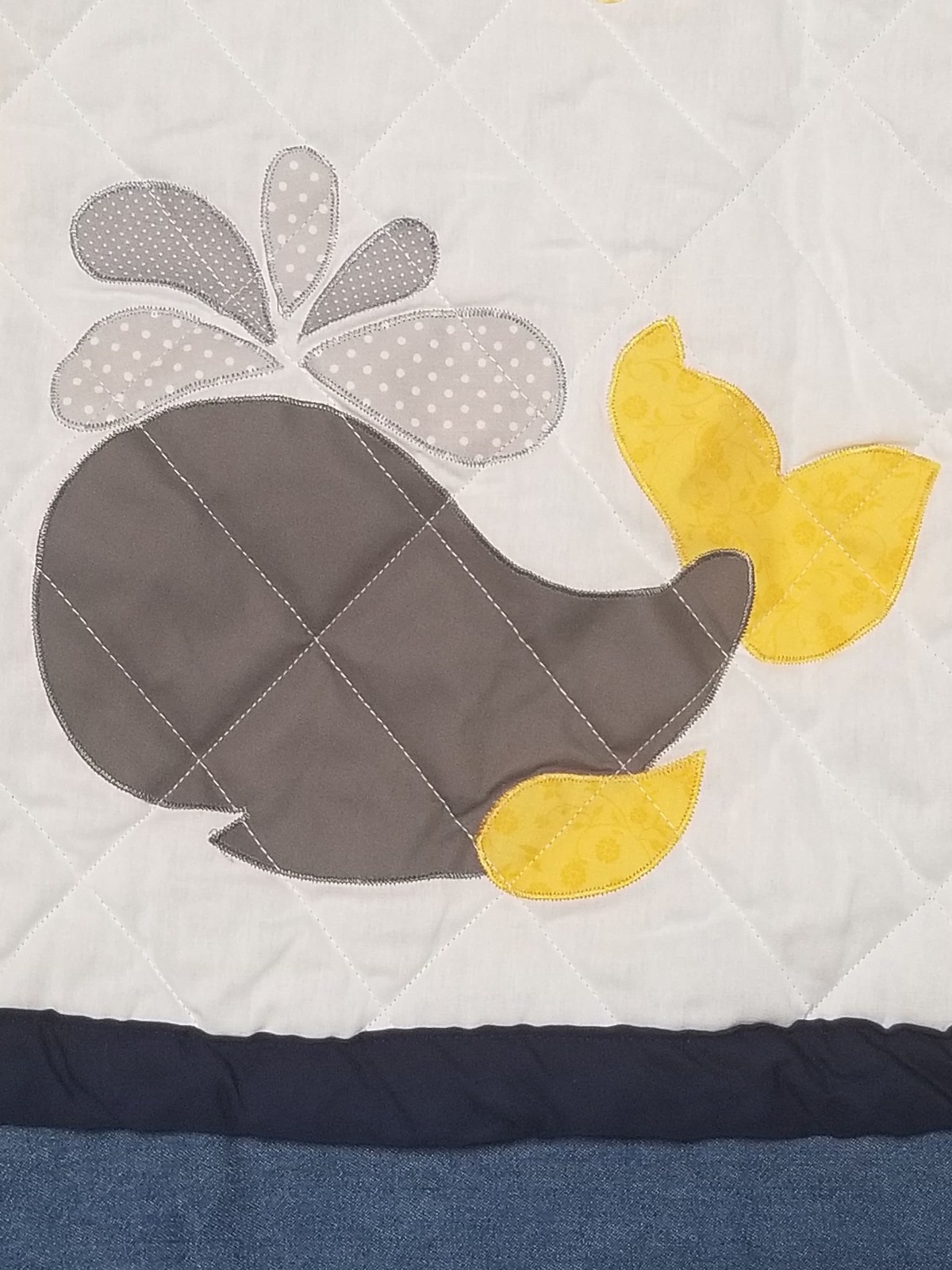 Handmade Nautical Baby Quilt with Sailboat and Whale Appliques for the Nursery, view 8