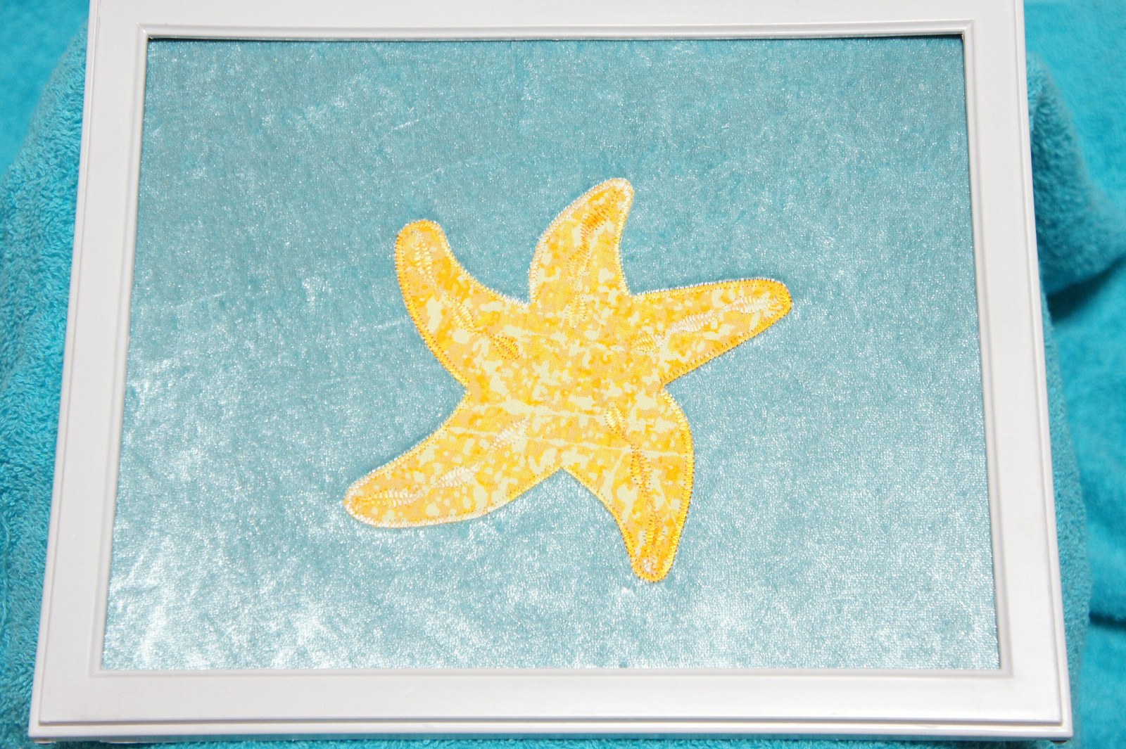 Sea Animal Wall Art, Handmade Applique Framed 8"x10", Under the Sea Nursery Decor, Whale Octopus Crab Starfish, view 5