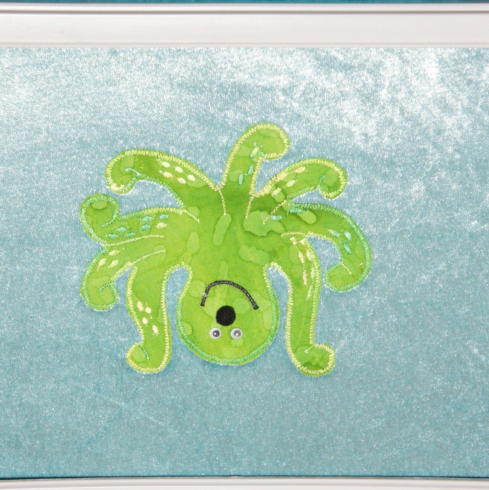 Sea Animal Wall Art, Handmade Applique Framed 8"x10", Under the Sea Nursery Decor, Whale Octopus Crab Starfish, view 6