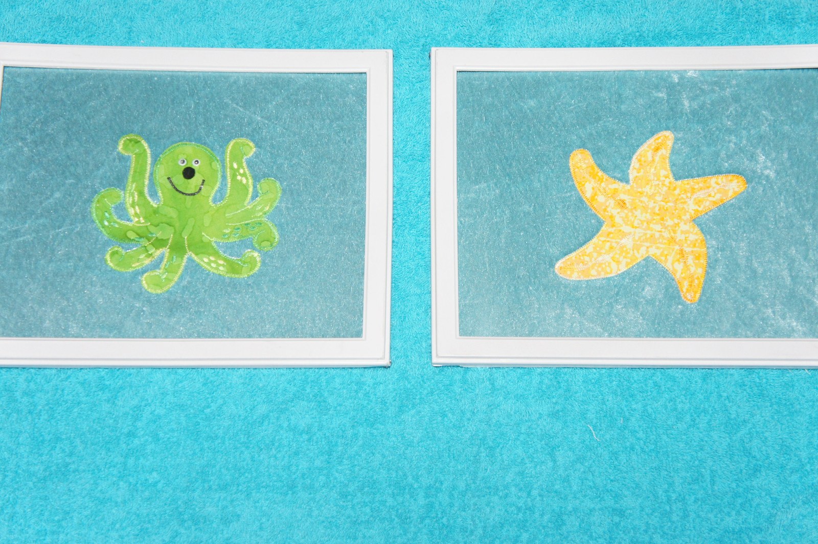 Sea Animal Wall Art, Handmade Applique Framed 8"x10", Under the Sea Nursery Decor, Whale Octopus Crab Starfish, view 9
