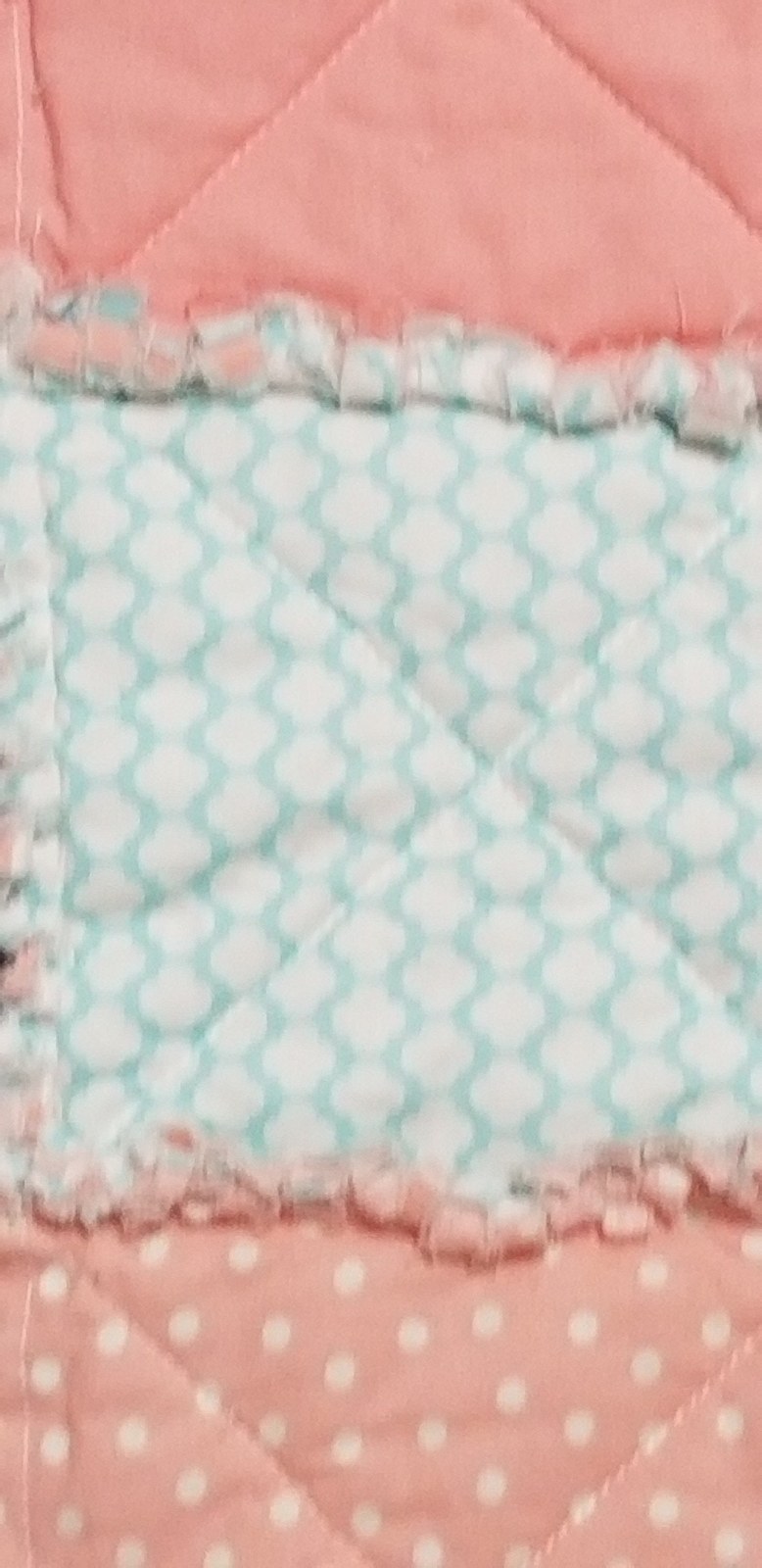 Peach Mint Green Rag Quilt, Handmade Cotton Baby Quilt (49"x50), Soft Ruffled Toddler Blanket, Baby Shower Gift, view 4