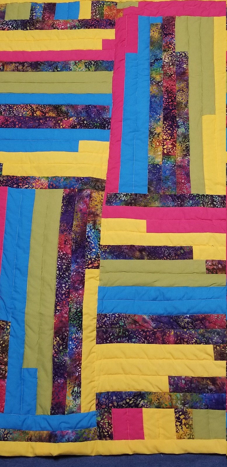 Handmade Colorful Cotton Quilt Bright Abstract Stripes Toddler Blanket Soft Comfortable Cozy