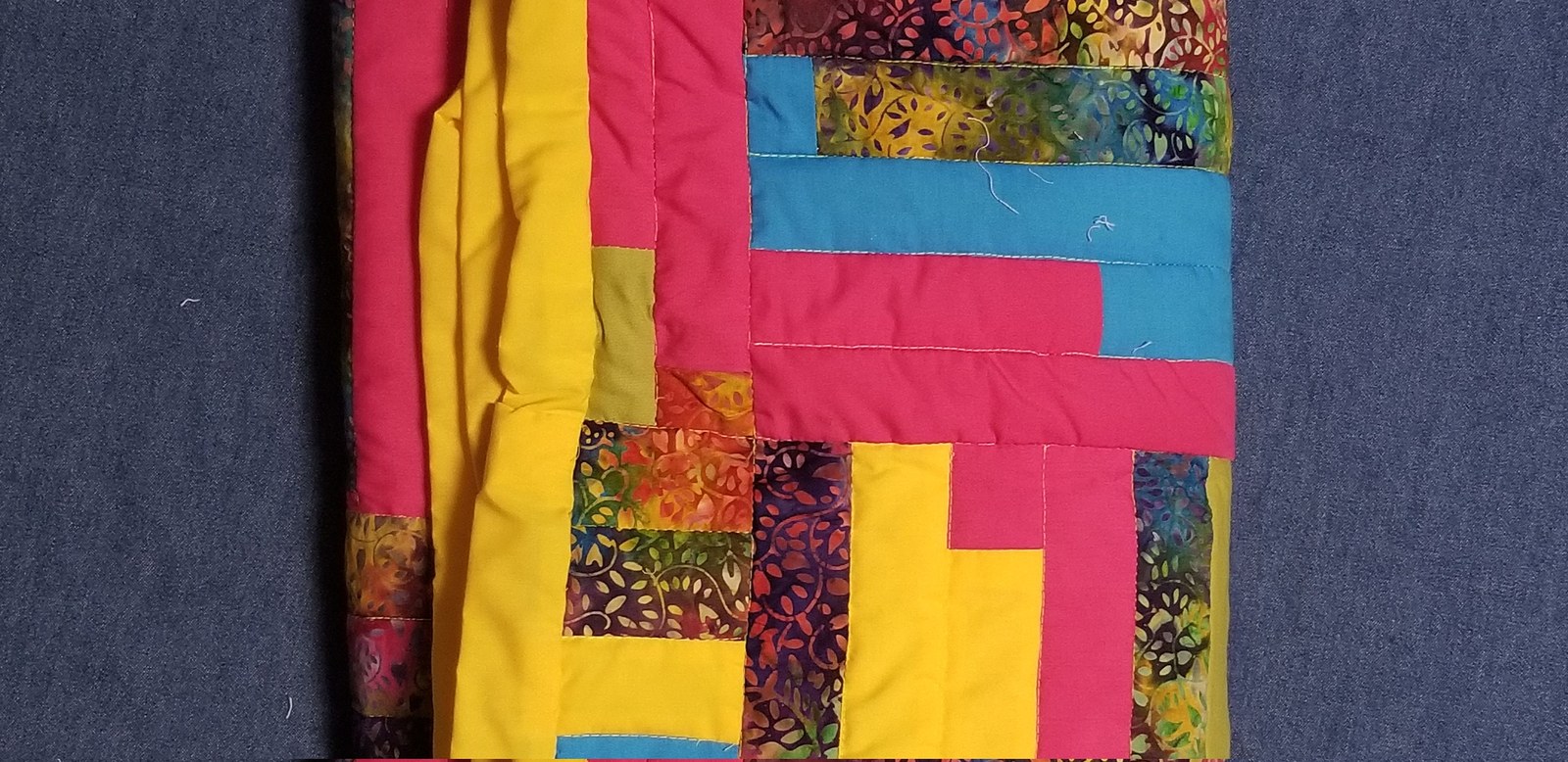 Handmade Colorful Cotton Quilt Bright Abstract Stripes Toddler Blanket Soft Comfortable Cozy, view 10