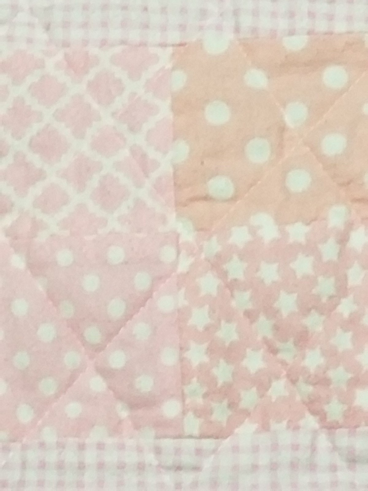 Handmade Pink Gingham Flannel Quilt with Brown Polka Dots, Cozy Patchwork Nursery Blanket, Machine Quilted, view 7
