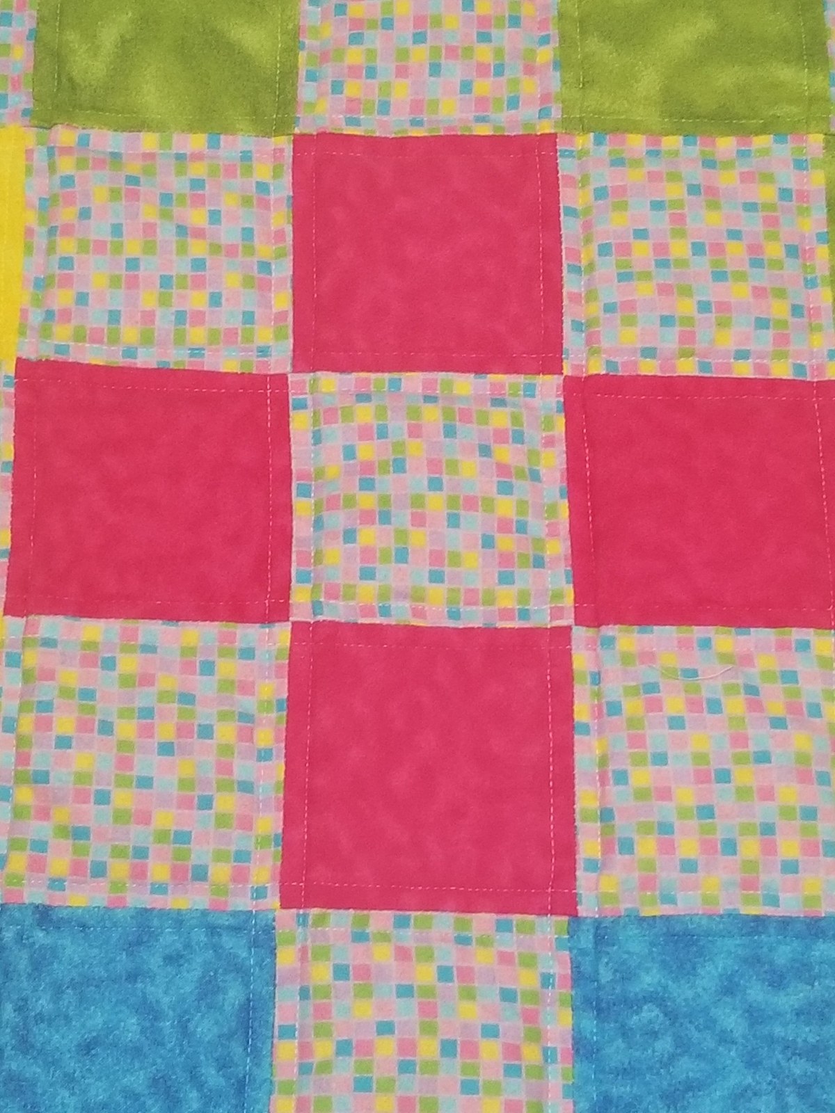 Handmade Colorful Patchwork Quilt Flannel Lap Blanket Cozy Cotton Eco-Friendly Batting, view 6
