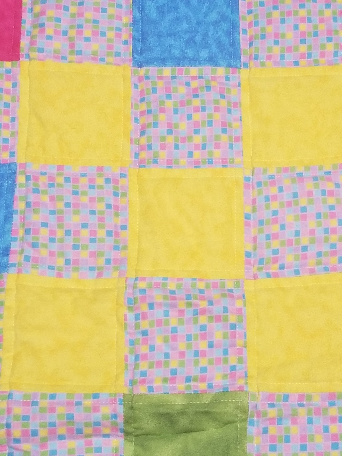 Handmade Colorful Patchwork Quilt Flannel Lap Blanket Cozy Cotton Eco-Friendly Batting, view 7