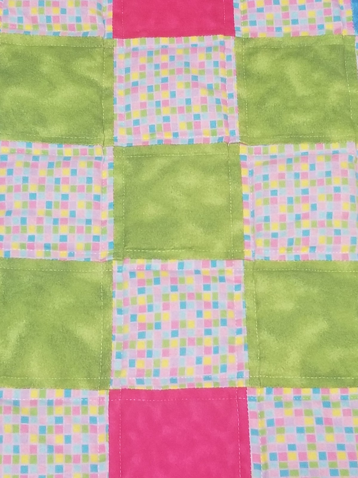 Handmade Colorful Patchwork Quilt Flannel Lap Blanket Cozy Cotton Eco-Friendly Batting, view 9