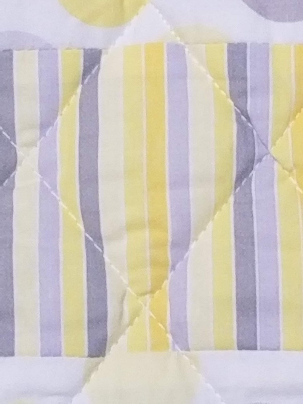 Handmade Yellow Gray White Cotton Quilt Play Mat Nursery Blanket Cozy Modern Striped Polka Dot, view 4
