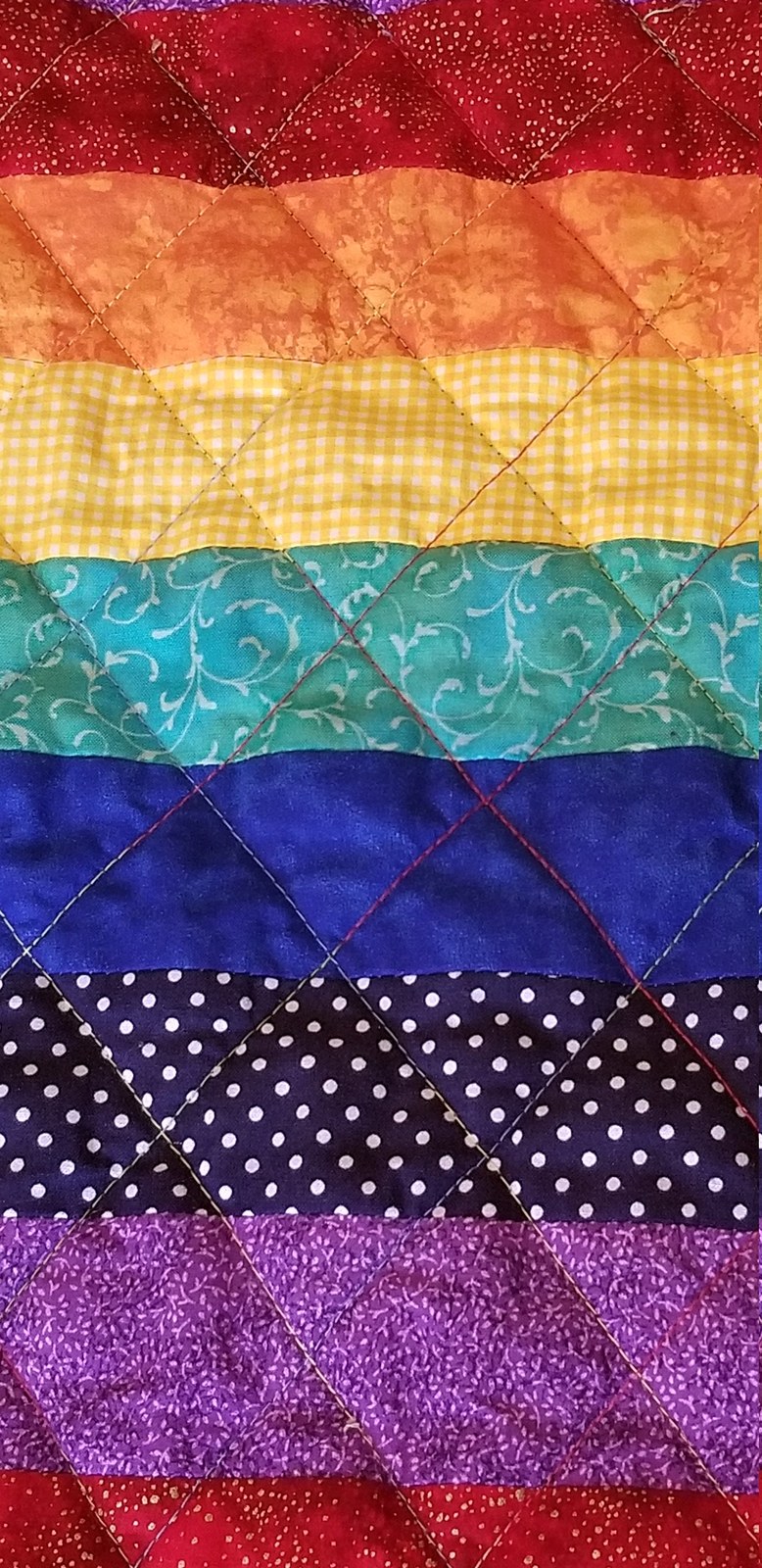 One-of-a-Kind Rainbow Diamond Quilt, a Gender Neutral Nursery Blanket, view 10