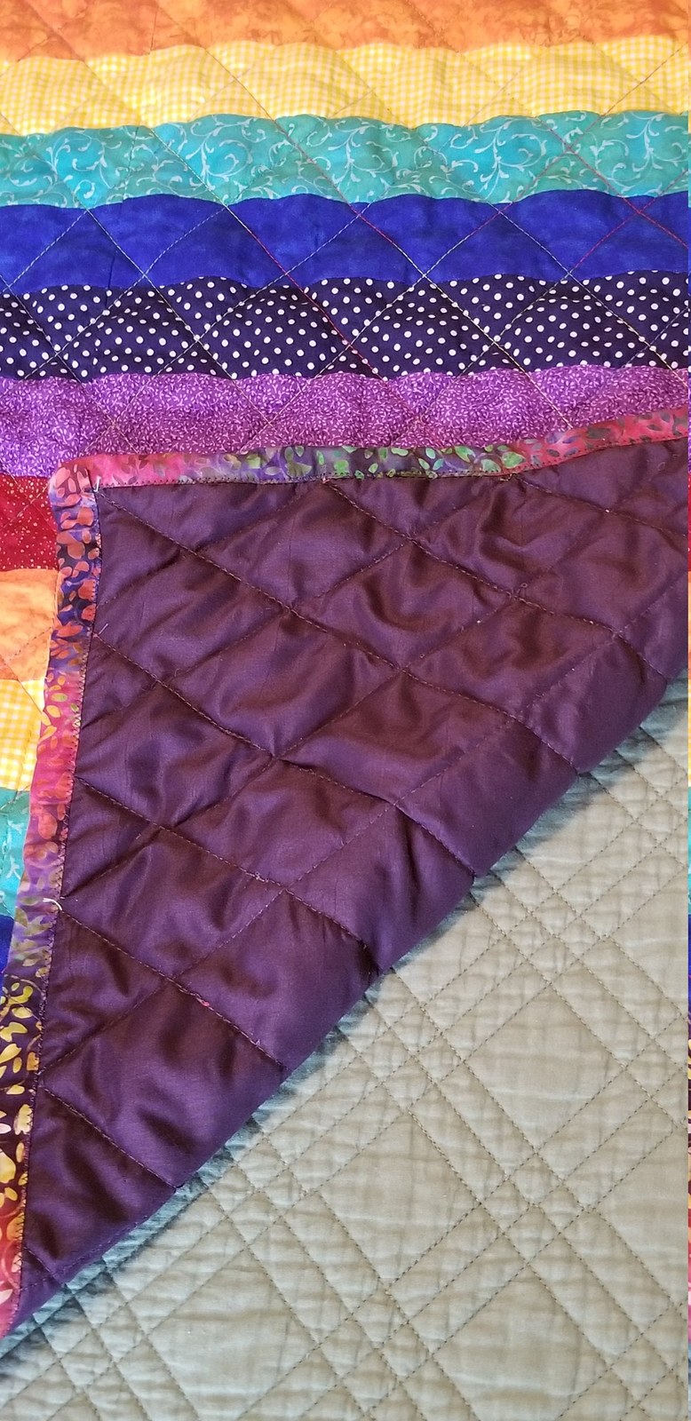 One-of-a-Kind Rainbow Diamond Quilt, a Gender Neutral Nursery Blanket, view 9