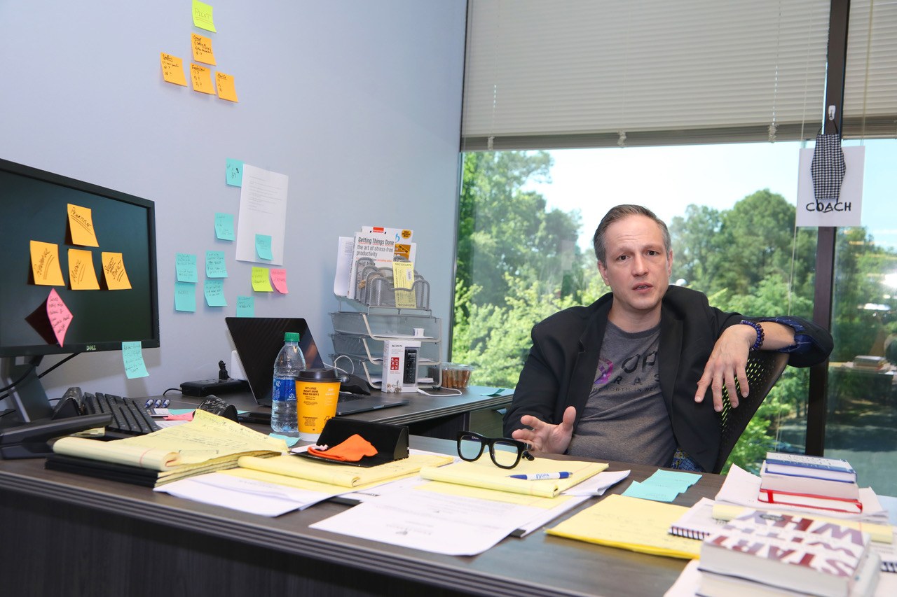 Stephen Deason working in his office