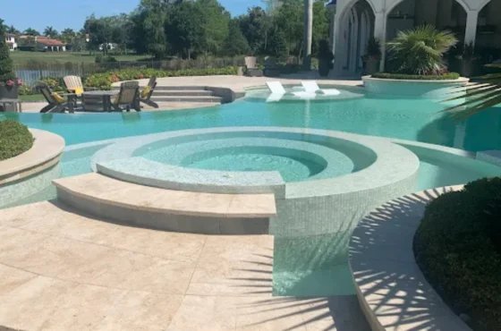 Paver pool deck after restoration