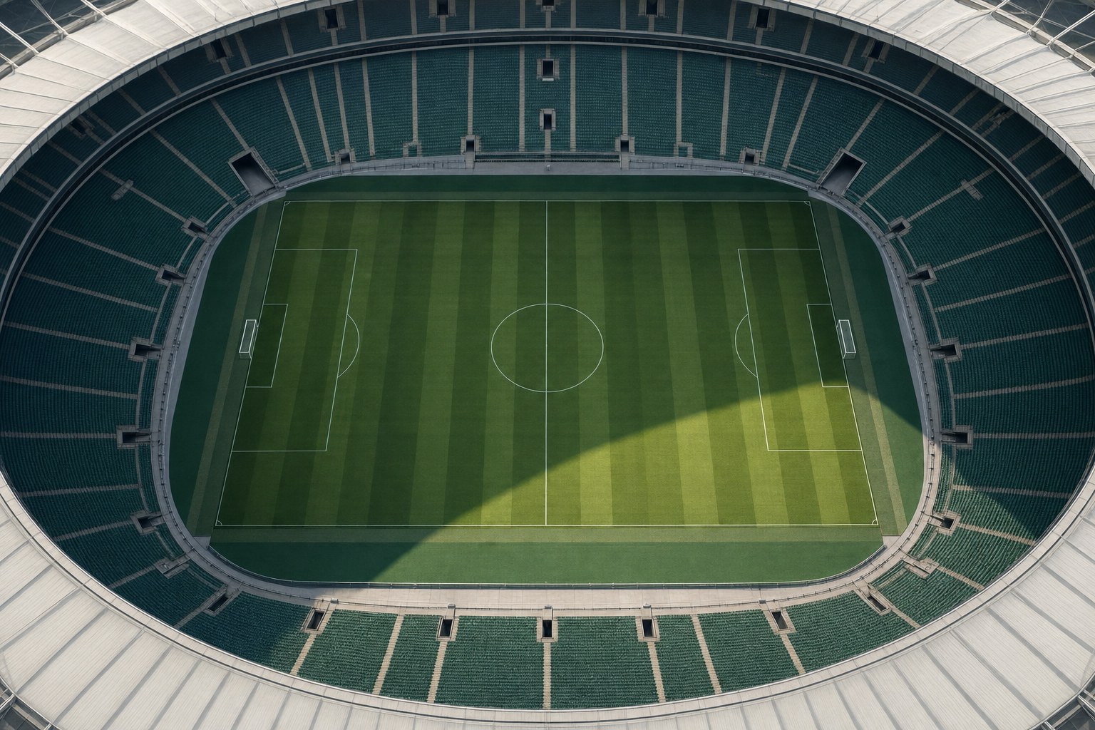 An aerial view of an empty football stadium