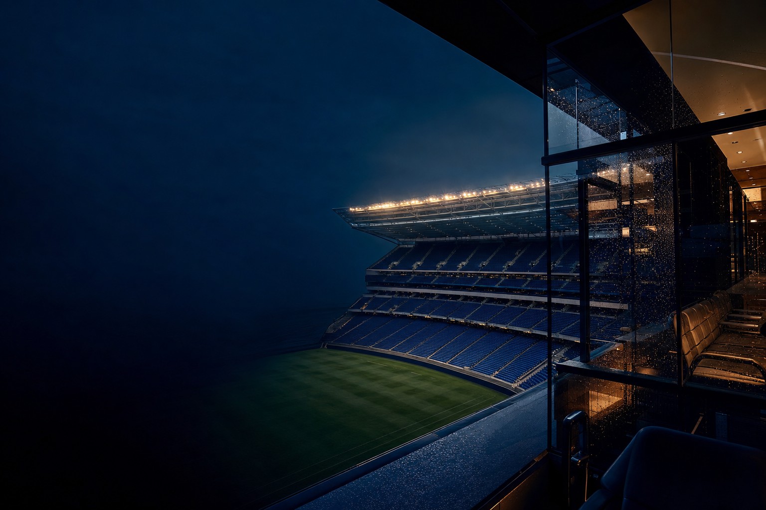 Aerial view of a football pitch at dusk