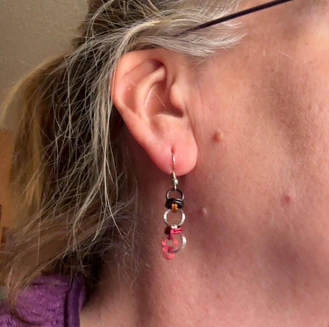 Anodized Aluminum Snowman Earrings, Handmade USA
