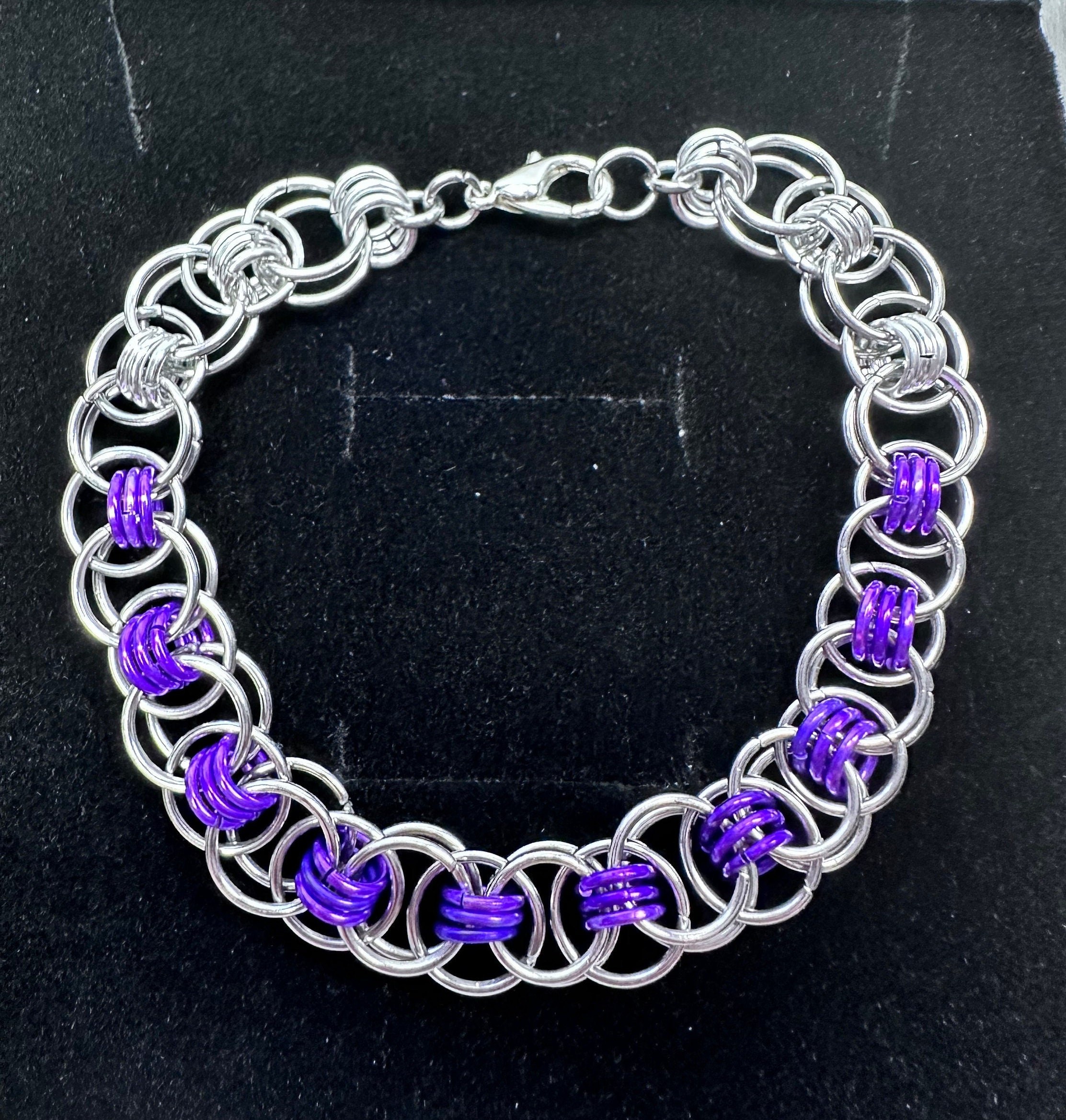 Helm Weave Chainmaille Bracelet in Stainless Steel and Aluminum