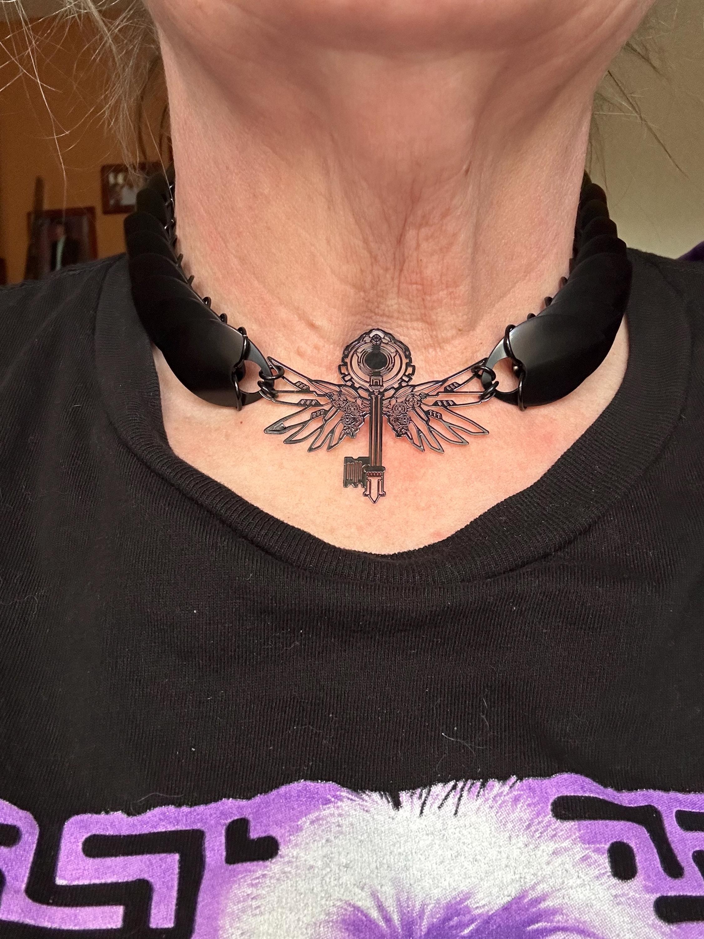 Black Dragon Scale Choker with Skeleton Key