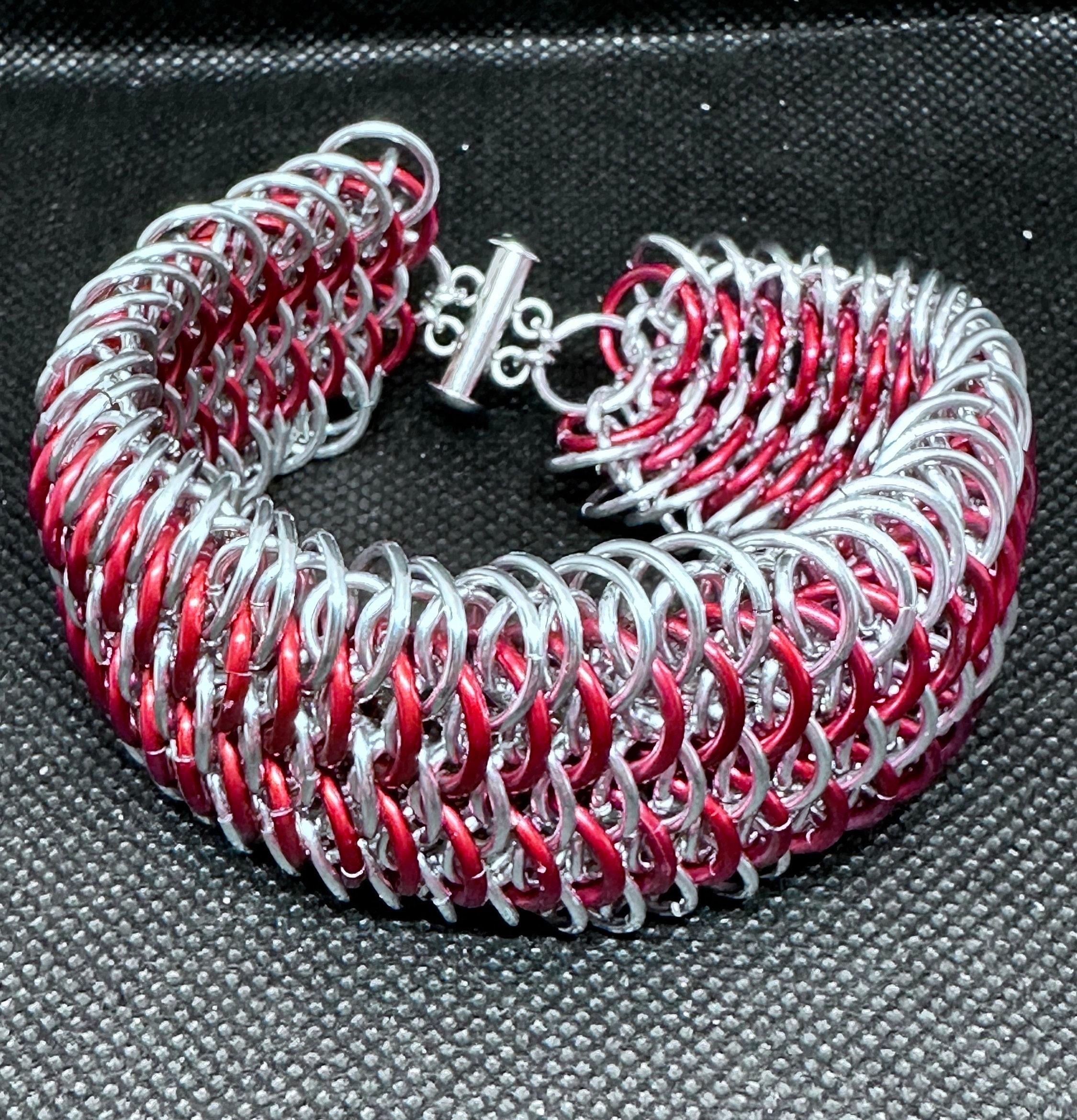 Red Dragon Scale Aluminum Chainmaille Bracelet