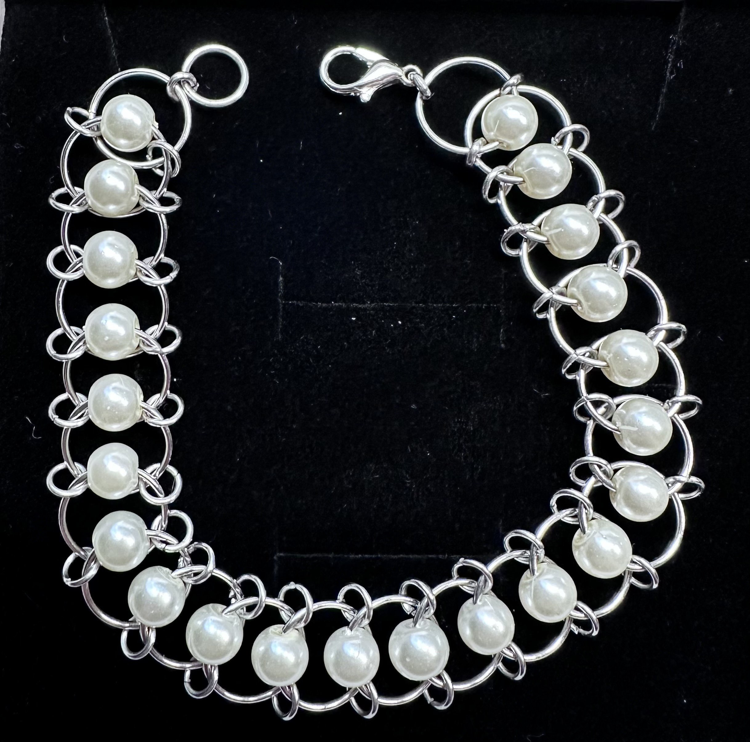Glass "Pearl" Bracelet in Stainless Steel