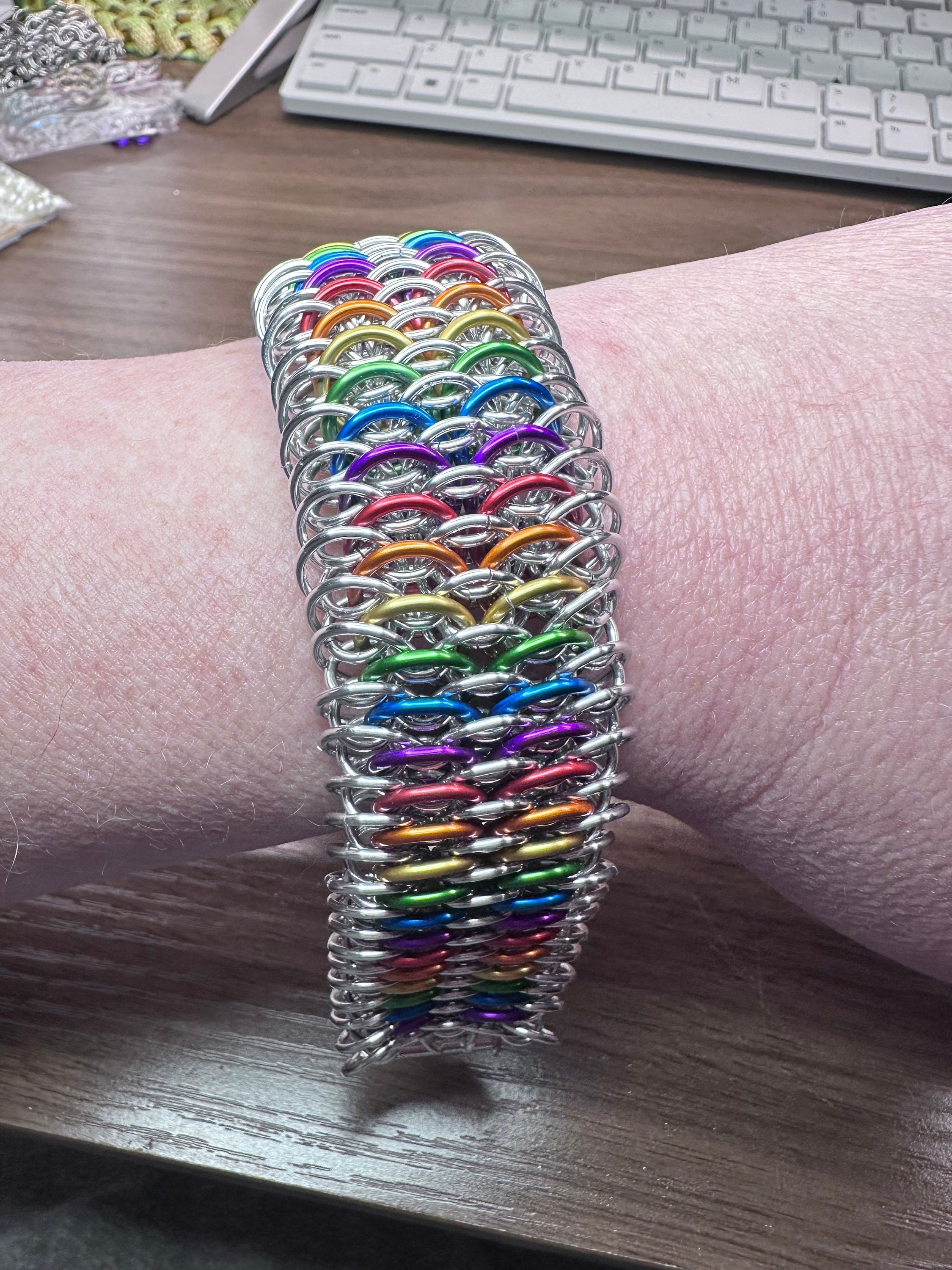 Rainbow Dragon Scale Aluminum Chainmaille Bracelet