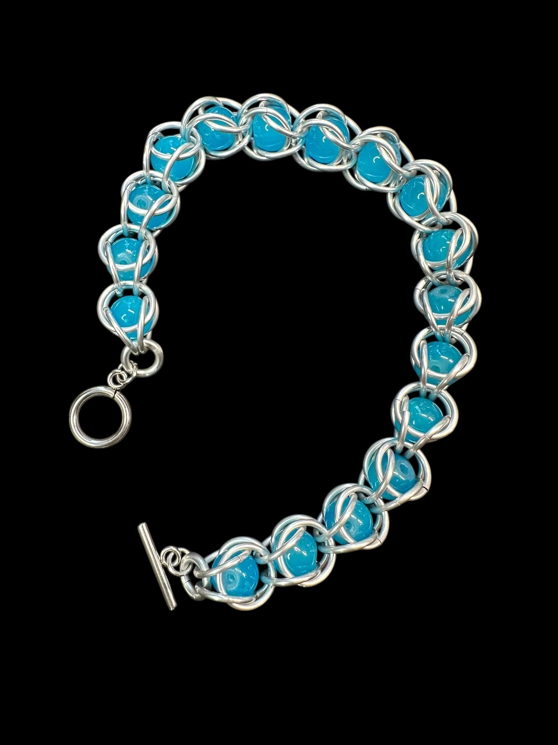Bead Capture Aluminum Chainmaille Bracelet