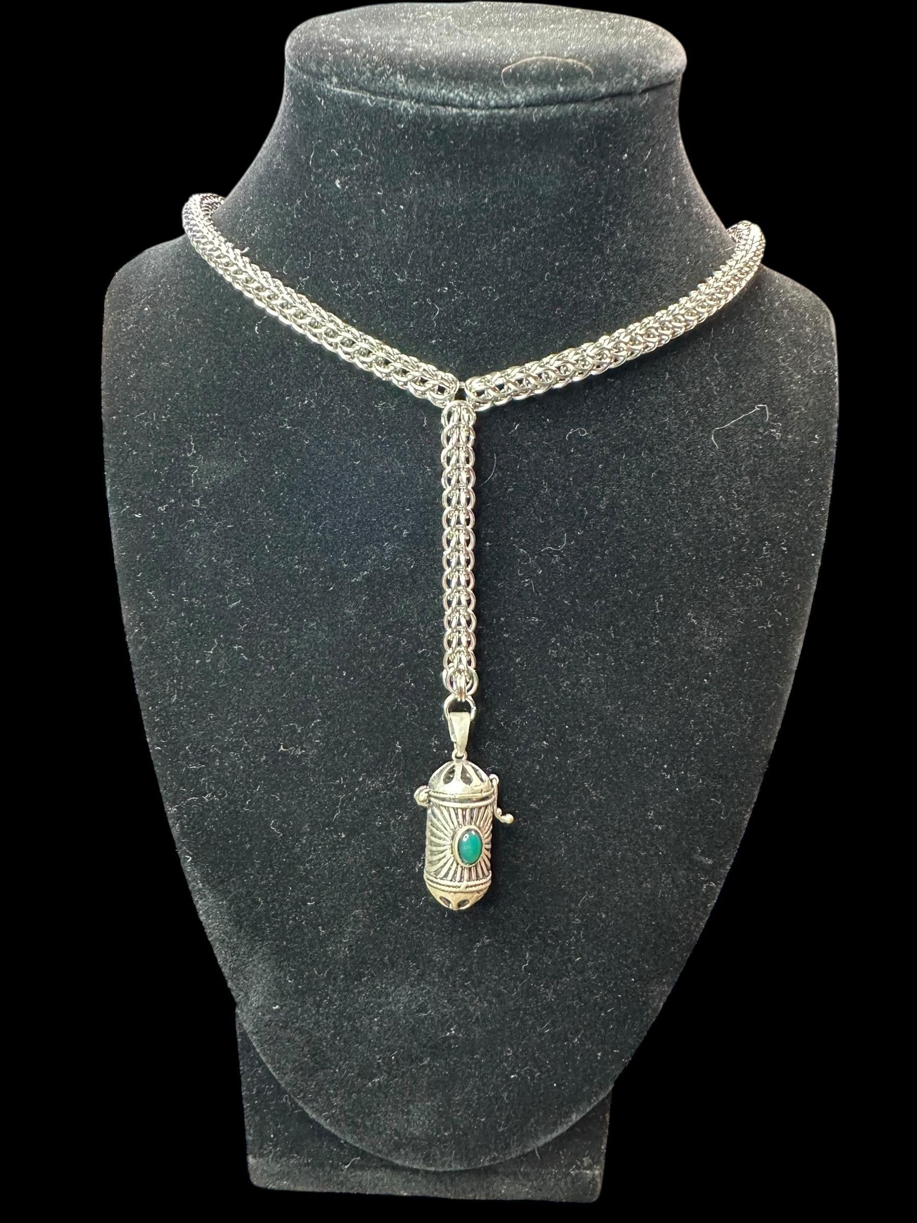 Full Persian Stainless Steel Drop Necklace with Poison Box Pendant