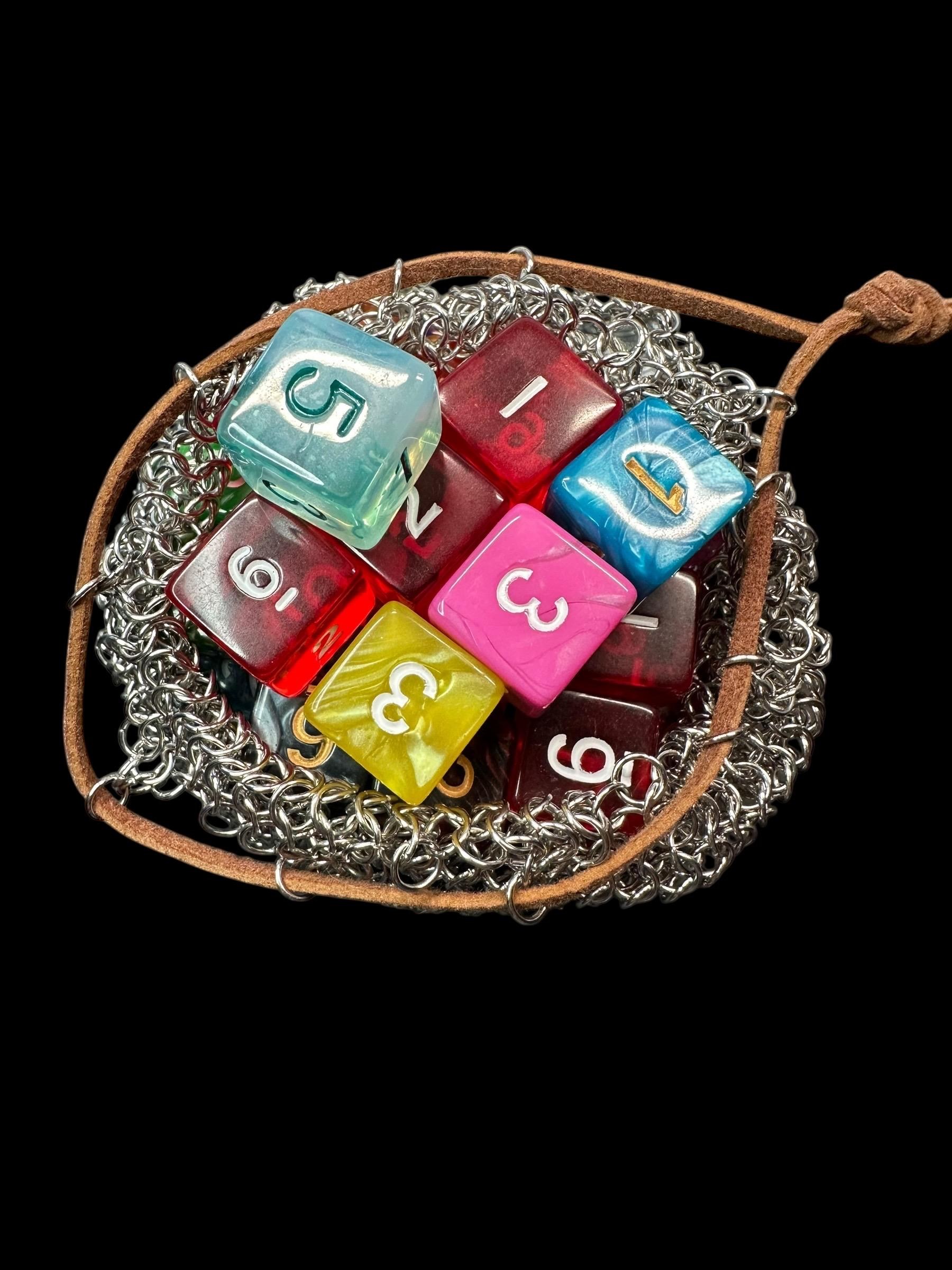 Small Stainless Steel Dice Marble Trinket Bag