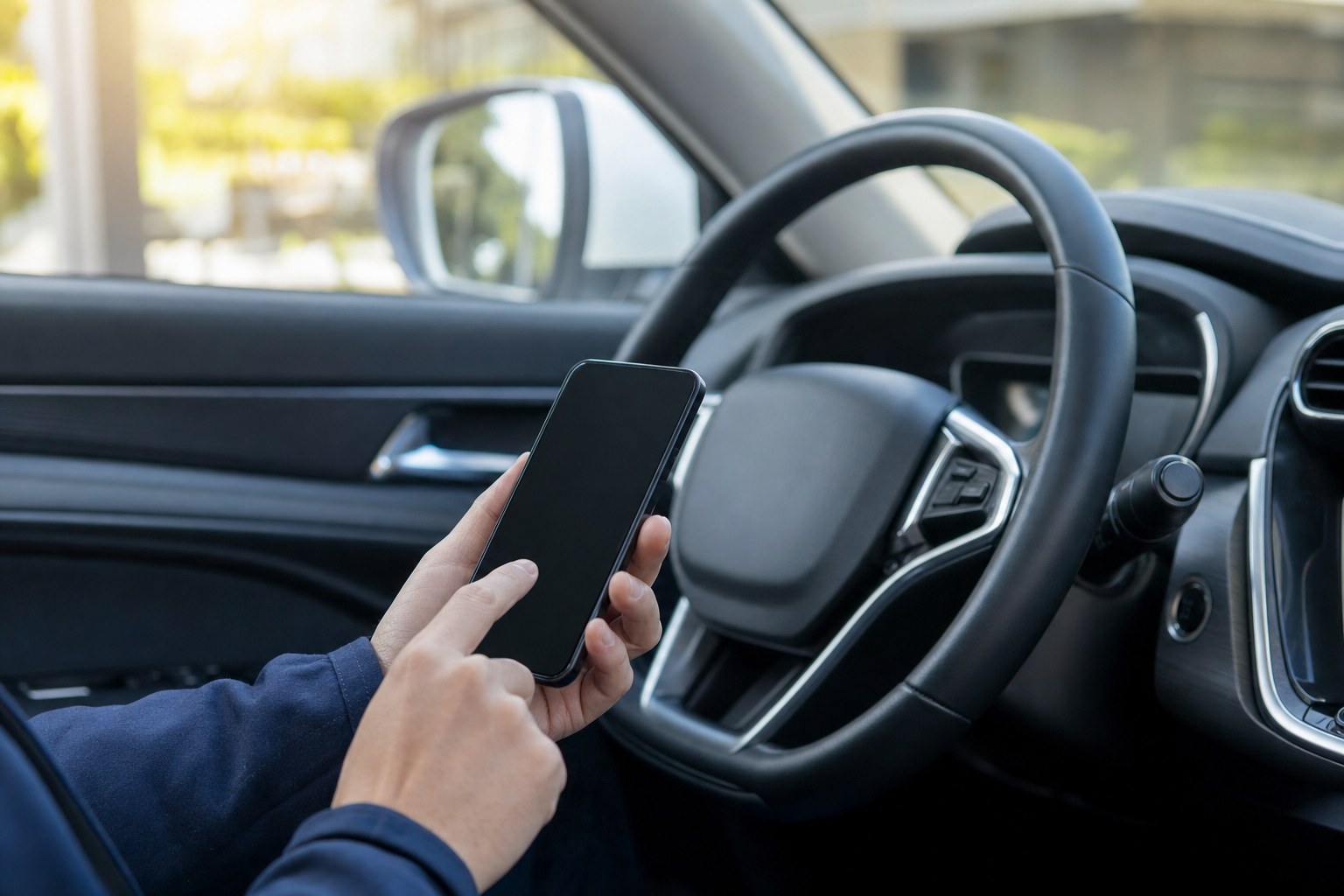 A vehicle owner preparing to schedule service on a smartphone