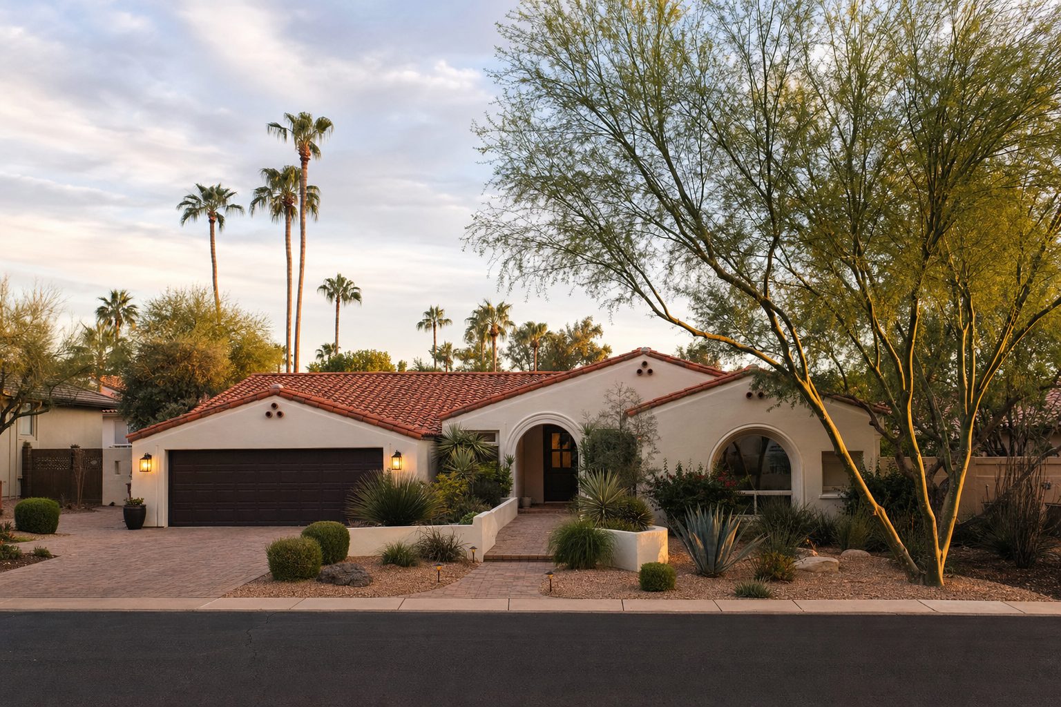 Arizona home exterior at dusk