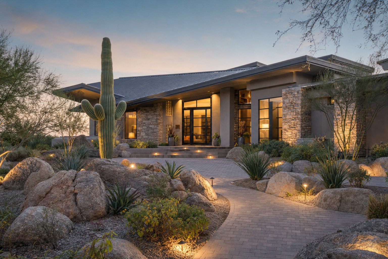 Arizona home exterior at dusk