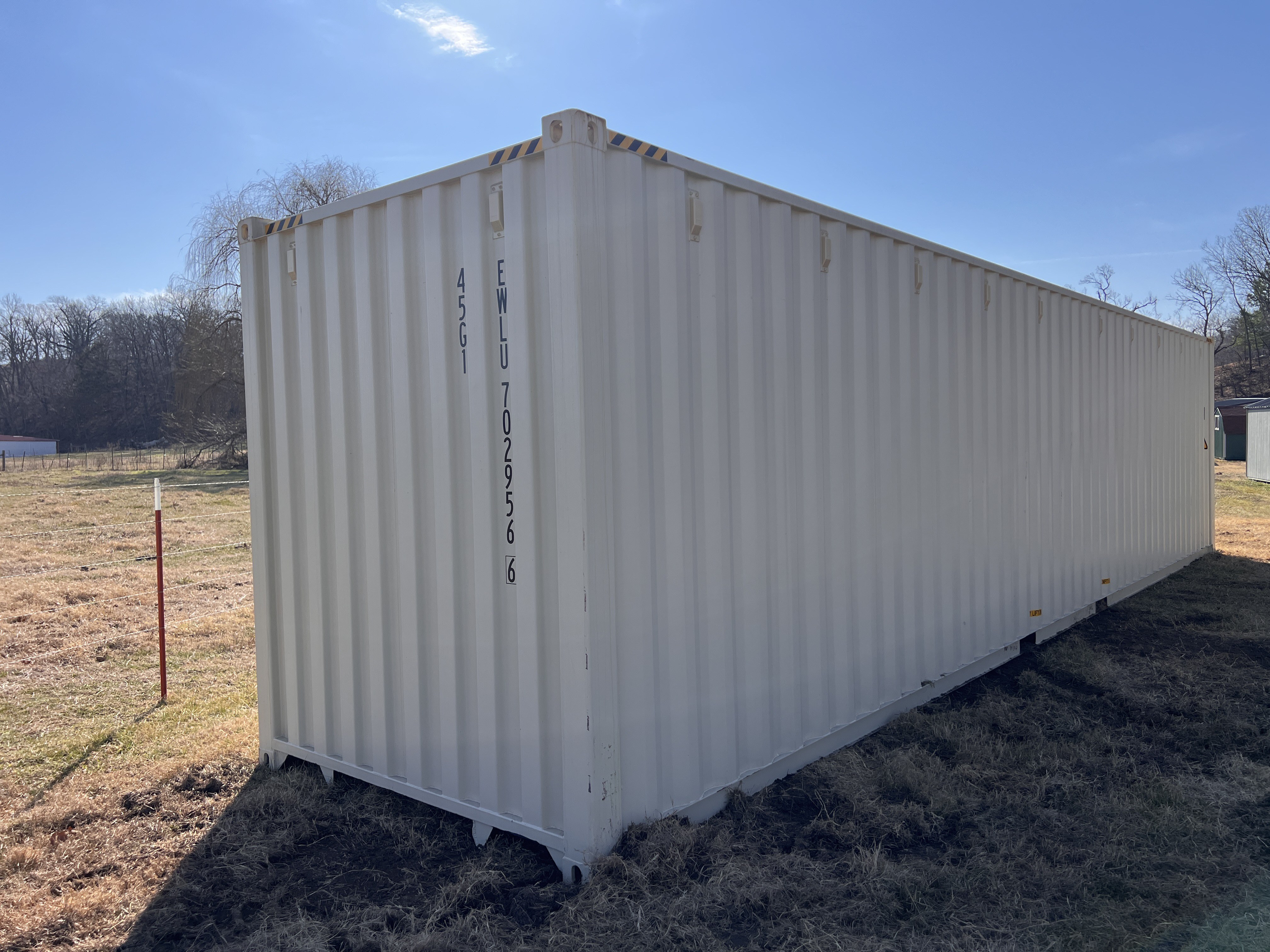 Standard shipping container doors at the end of a container