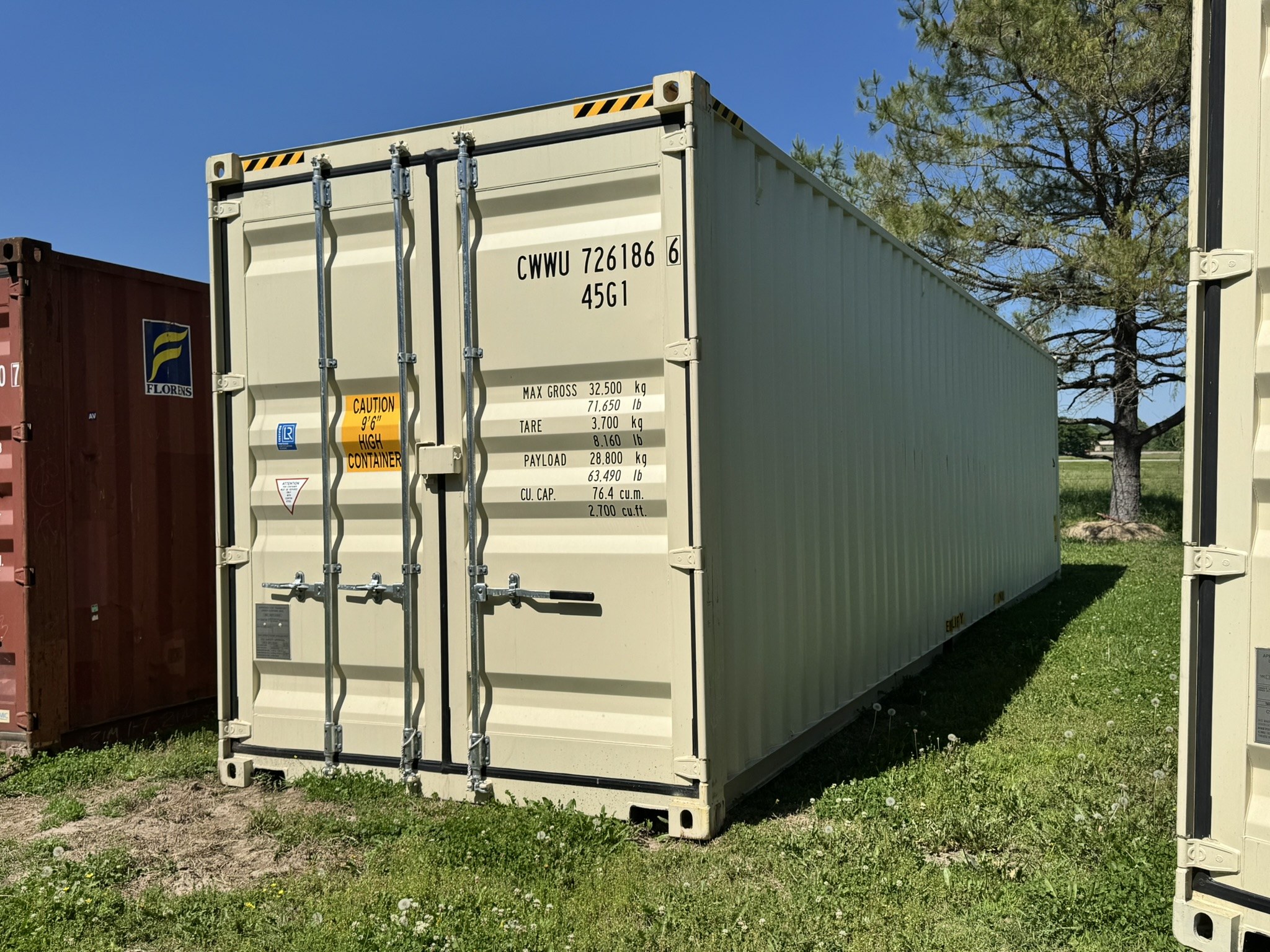 40' High Cube Container One trip 'Like New'.   Easy Open Door.