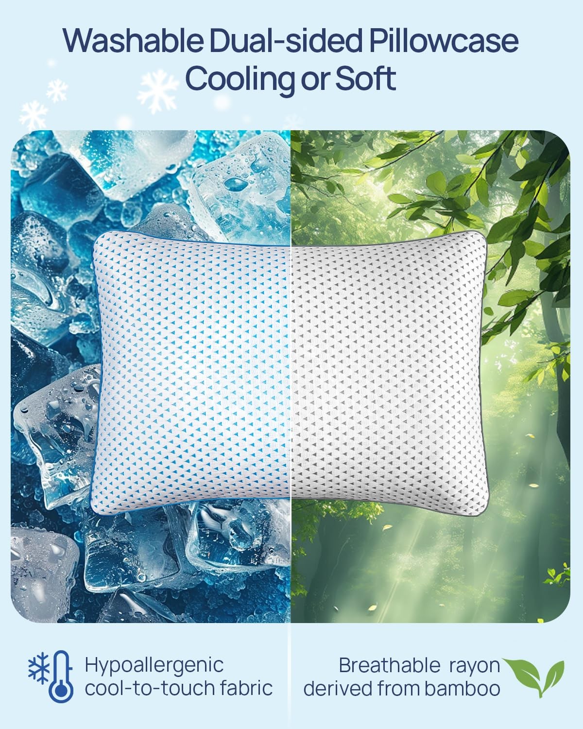 Compact adjustable cooling memory foam pillow for travel and camping