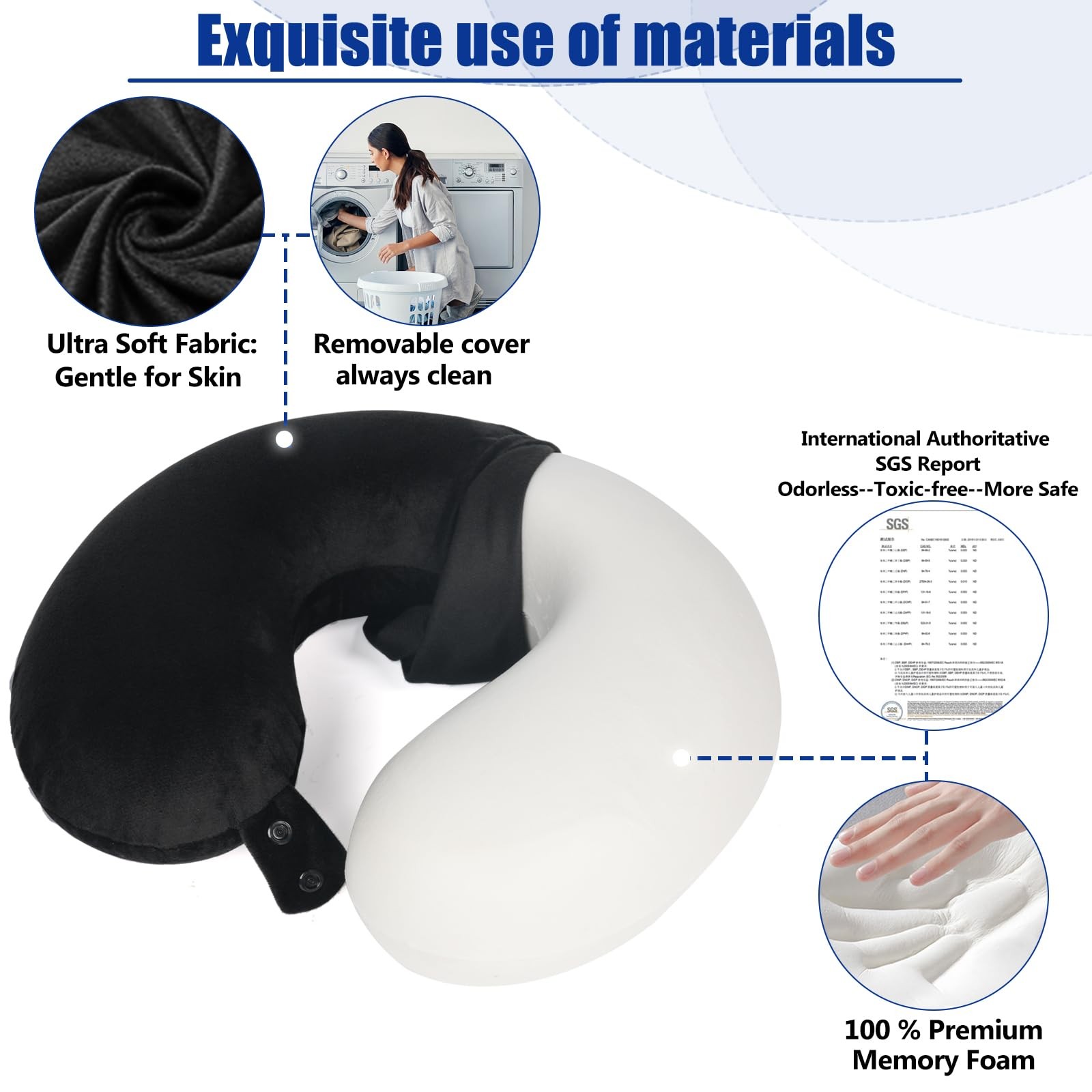 Memory foam travel neck pillow