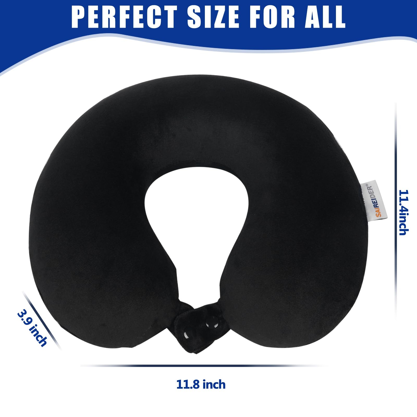 Travel neck pillow showing its curved support shape