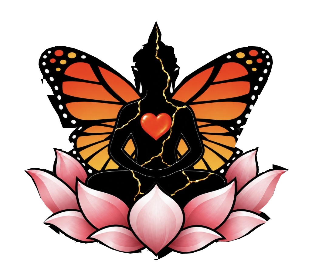 Arize Aesthetics Spa spiritual badge with butterfly wings, a lotus, and a heart